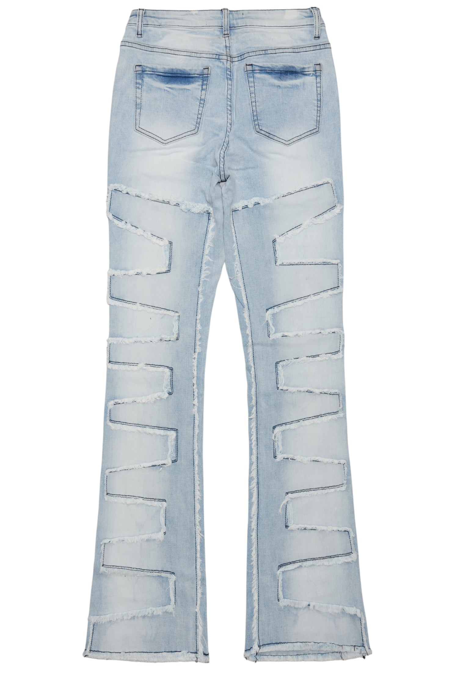 Zariyah Rhinestone Light Wash Stacked Flare Jean