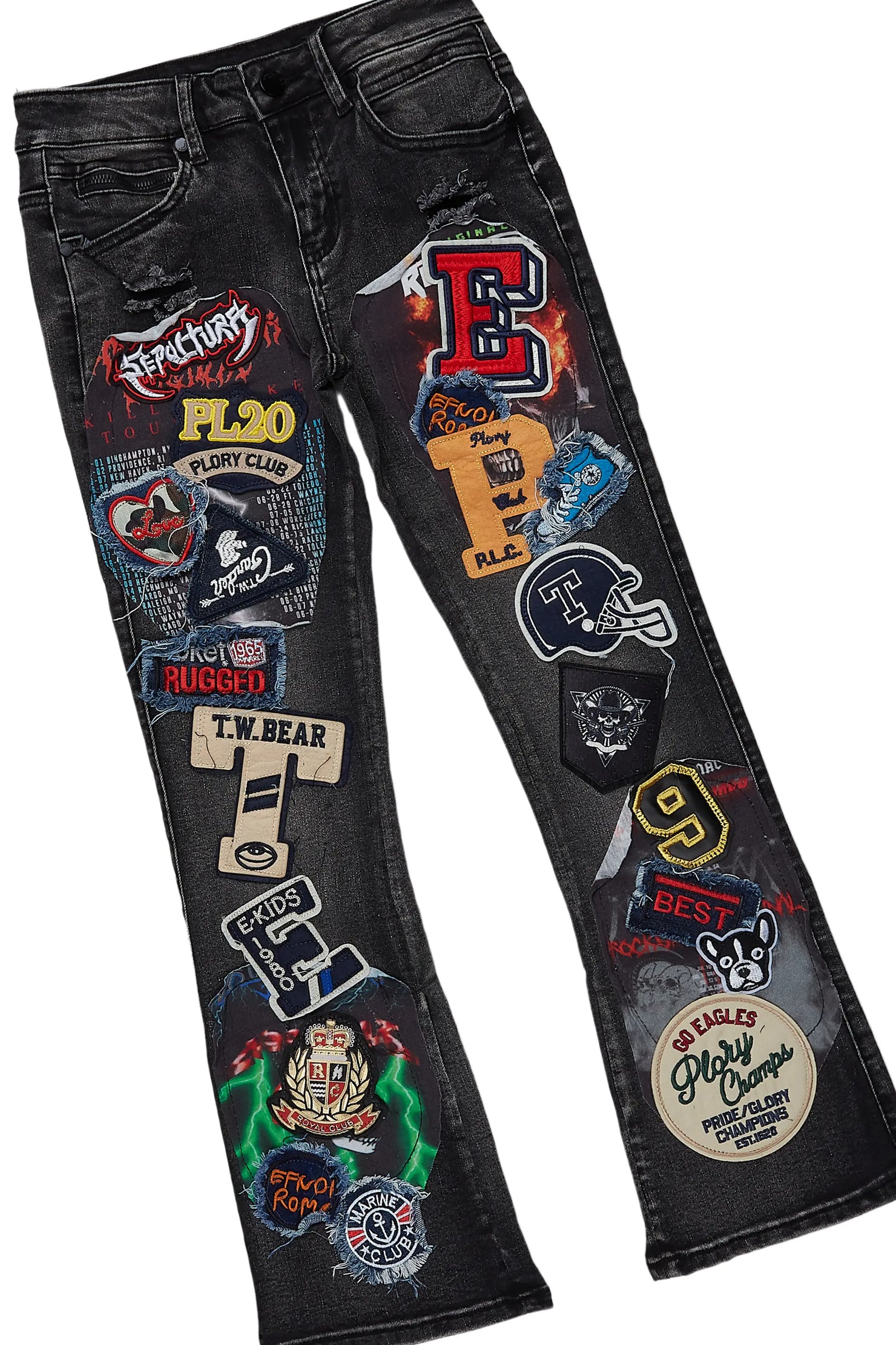 Boys Daria Black Hoodie/Stacked Flare Jean Set