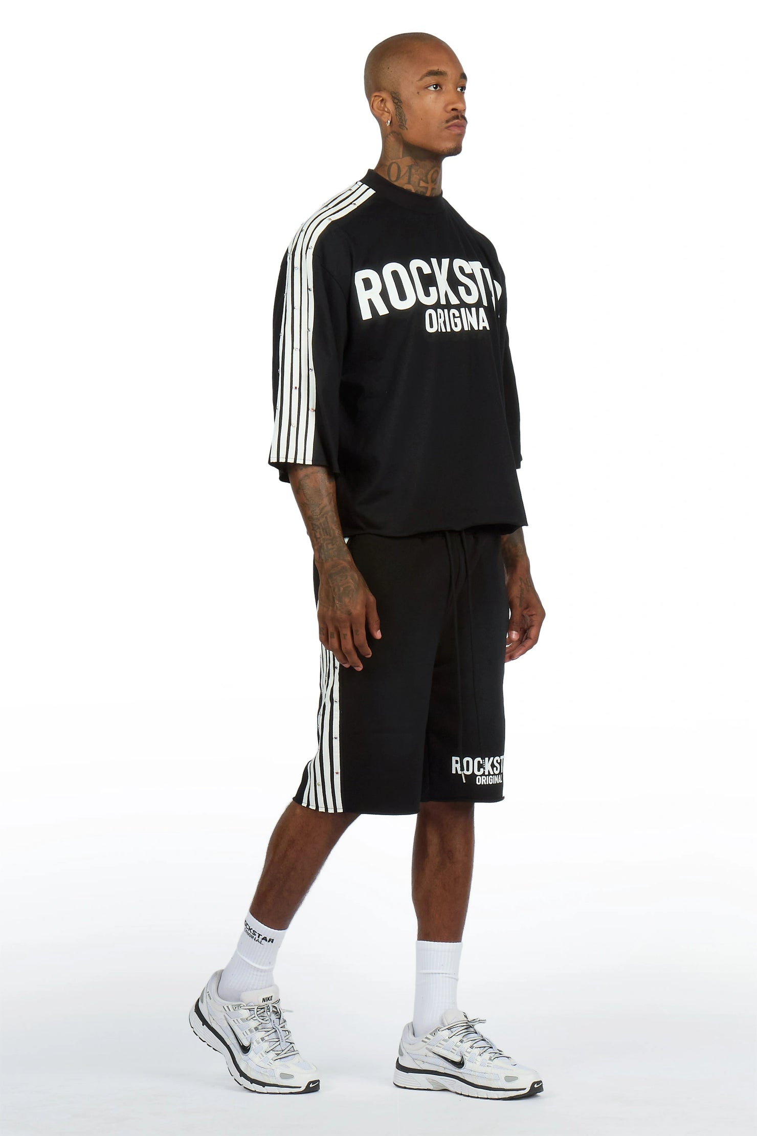 Gulis Black Rhinestone T-Shirt Short Set