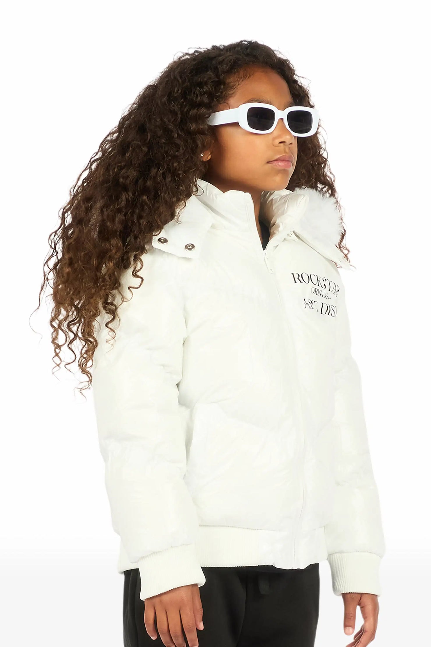 Girls Destina White Puffer Jacket
