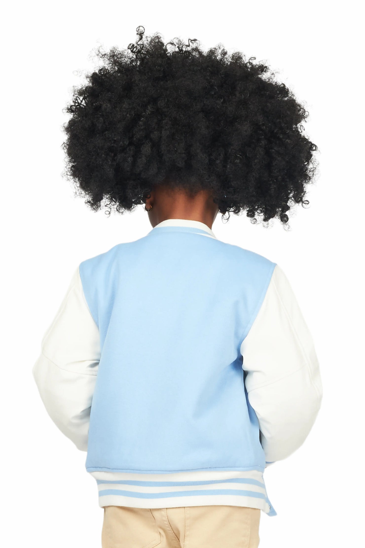 Girls Leah Baby Blue Varsity Jacket