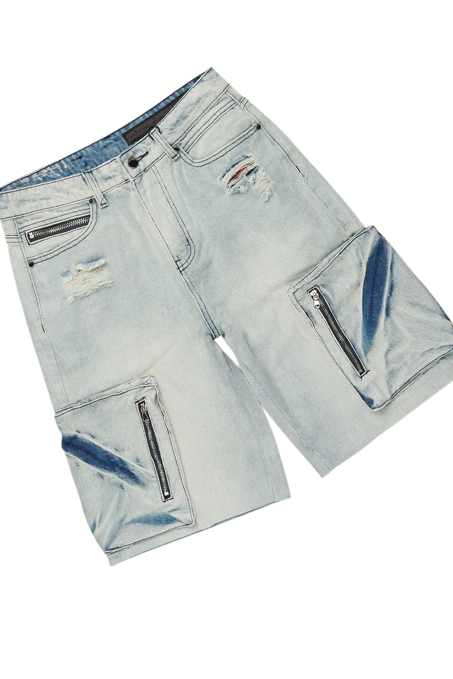 Beno White/Blue T-Shirt/Denim Short Set