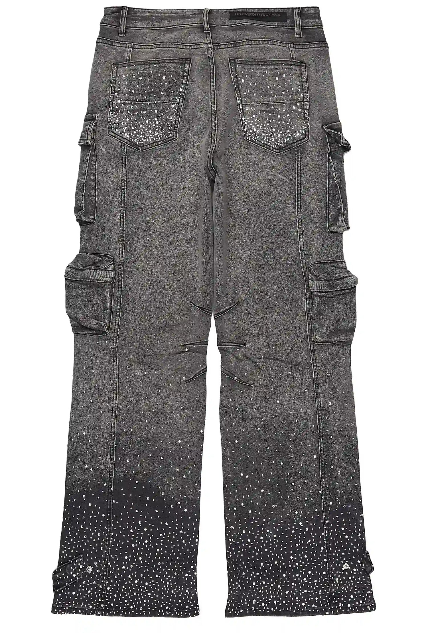 Keoni Dark Grey Rhinestone Baggy Fit Jean