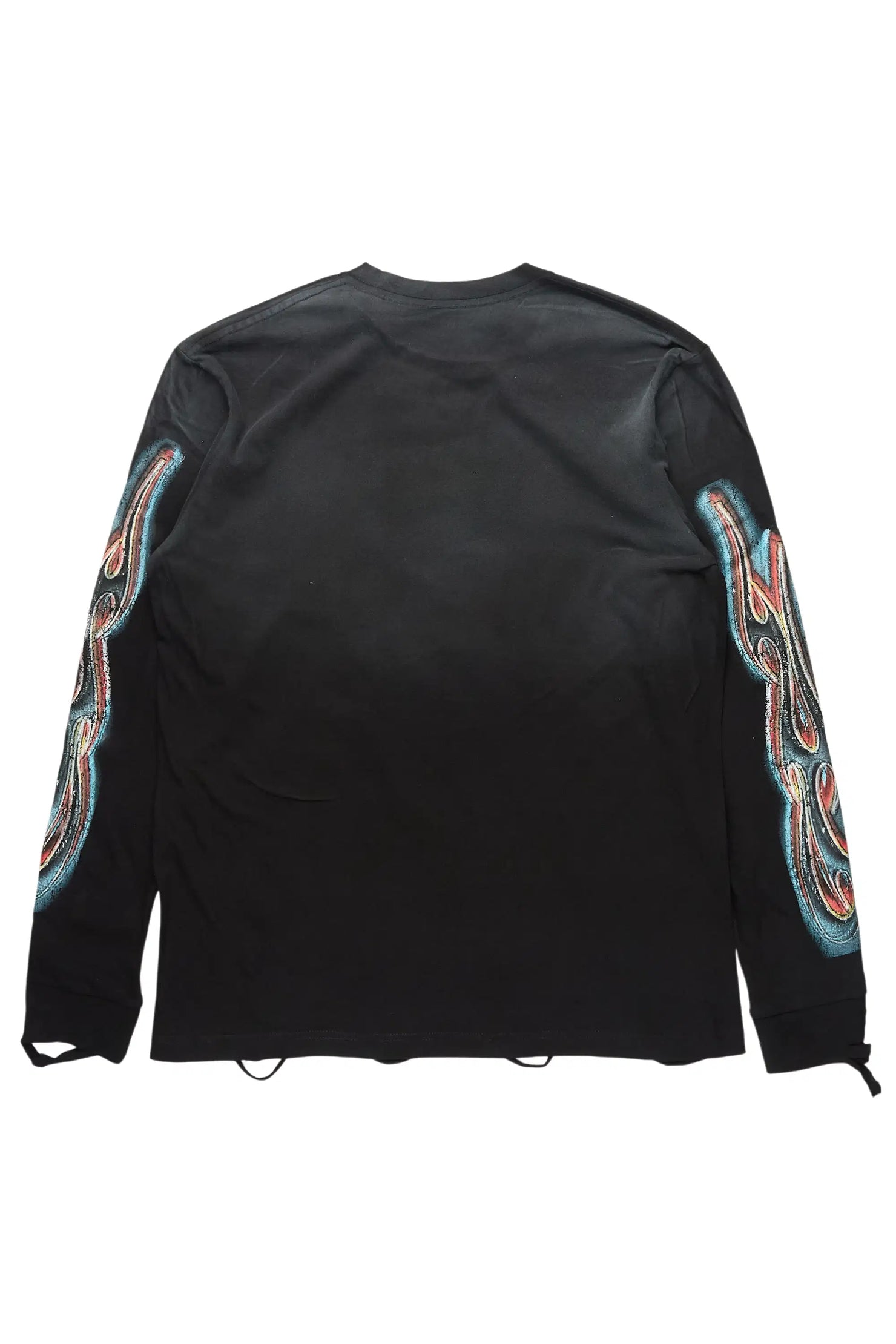Rhylo Black/Multi Long Sleeve Distressed Graphic T-Shirt