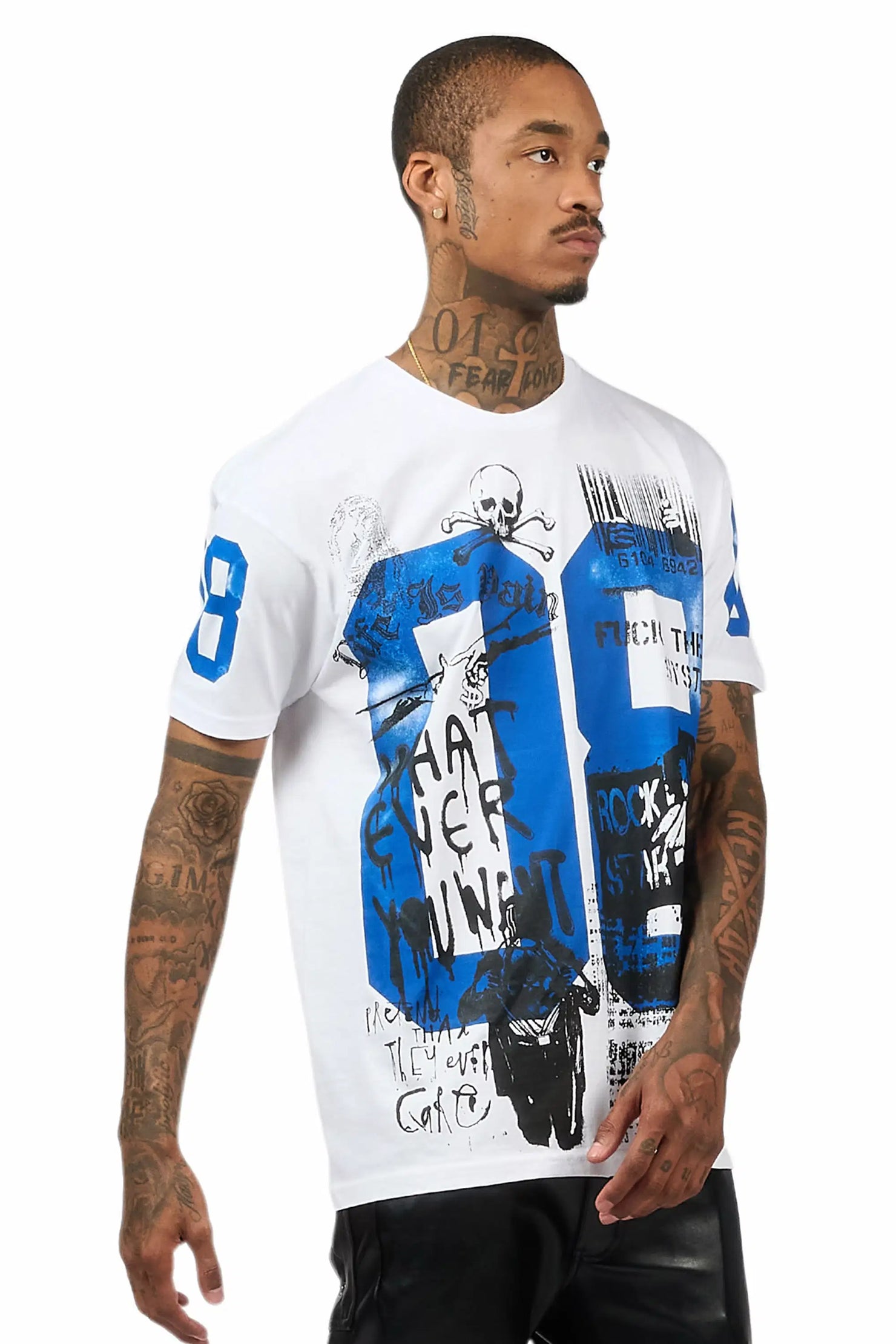 Grill 3.0 White/Blue Oversized Graphic T-Shirt