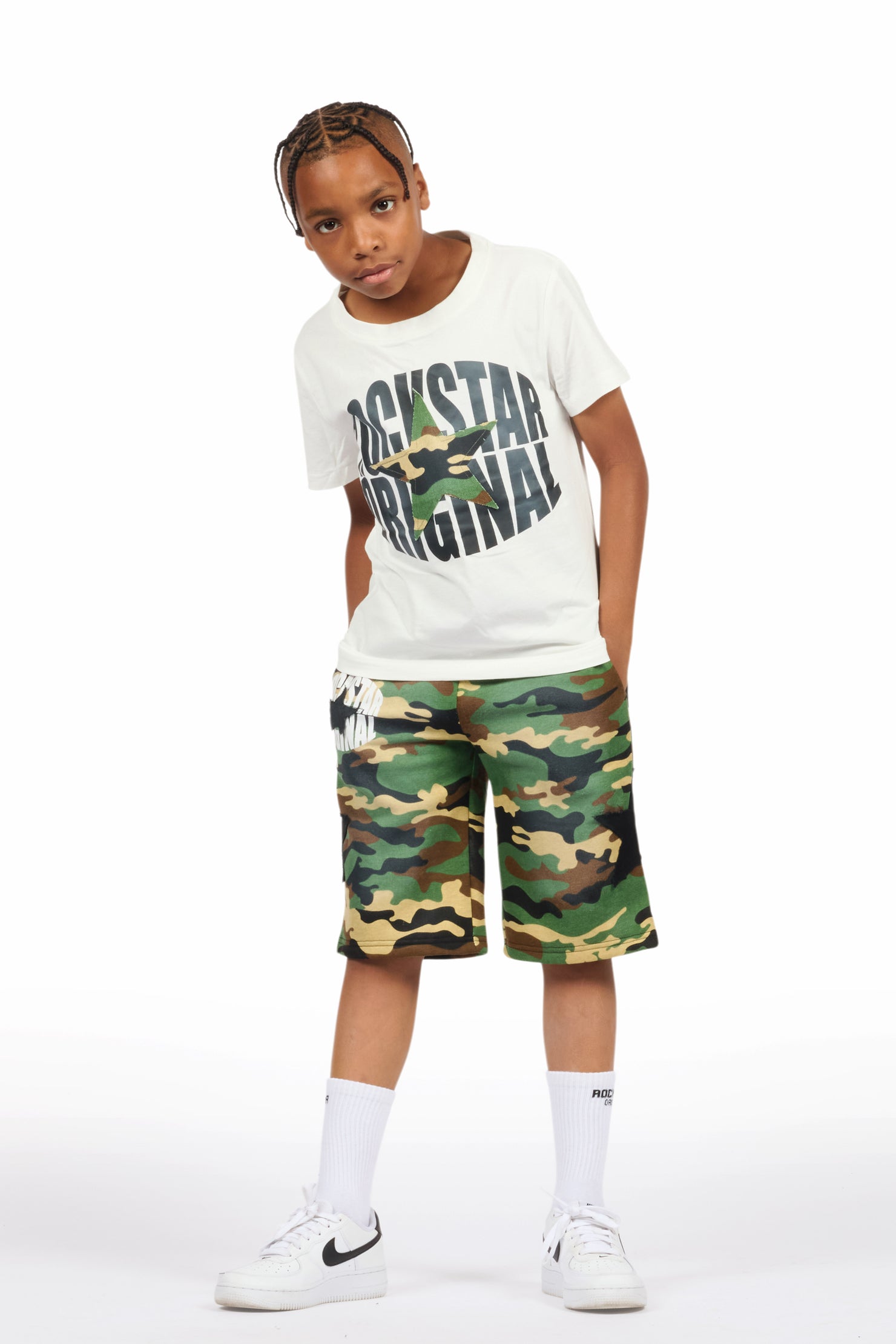 Boys Sarge White/Camo T-Shirt/Short Set