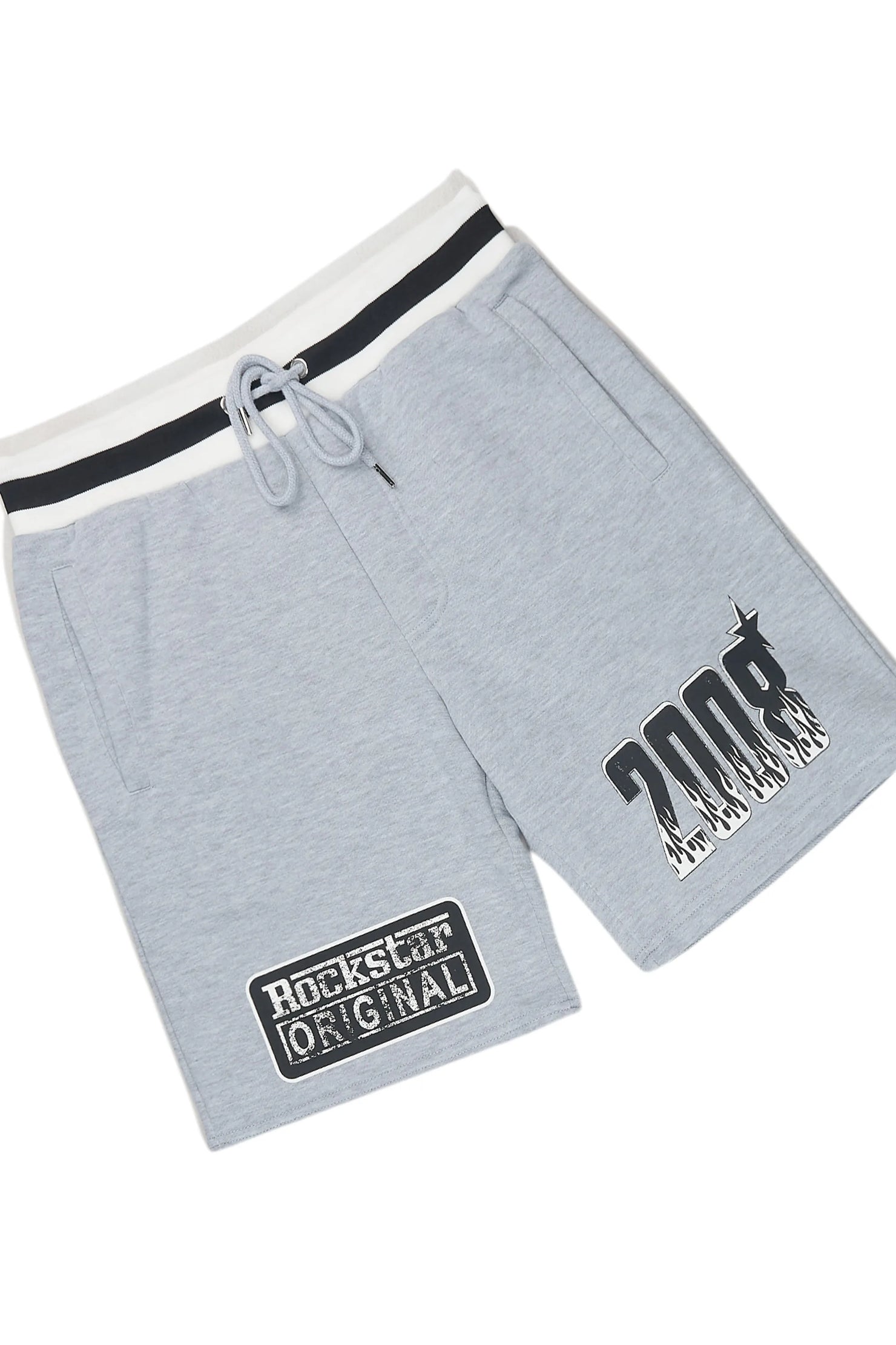 Amos White/Grey Graphic  Cut Sleeve T-Shirt Short Set