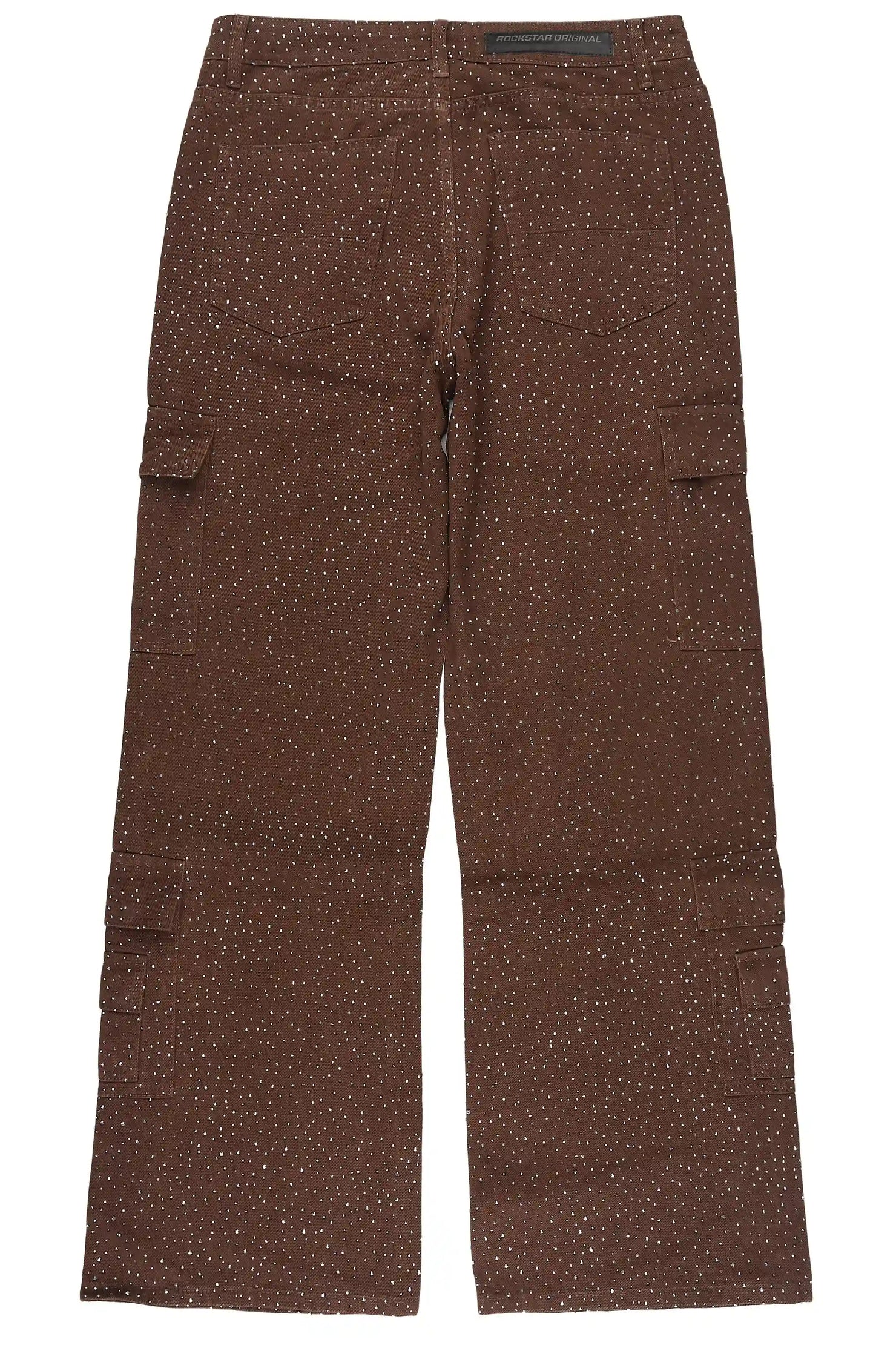 Aeson Brown Rhinestone Baggy Fit Jean