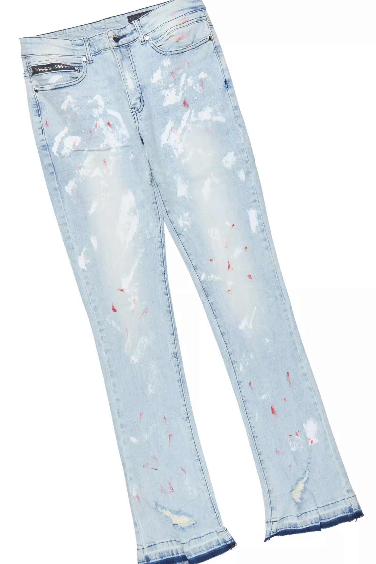 Deiter Red Oversized T-Shirt/Stacked Flare Jean Set