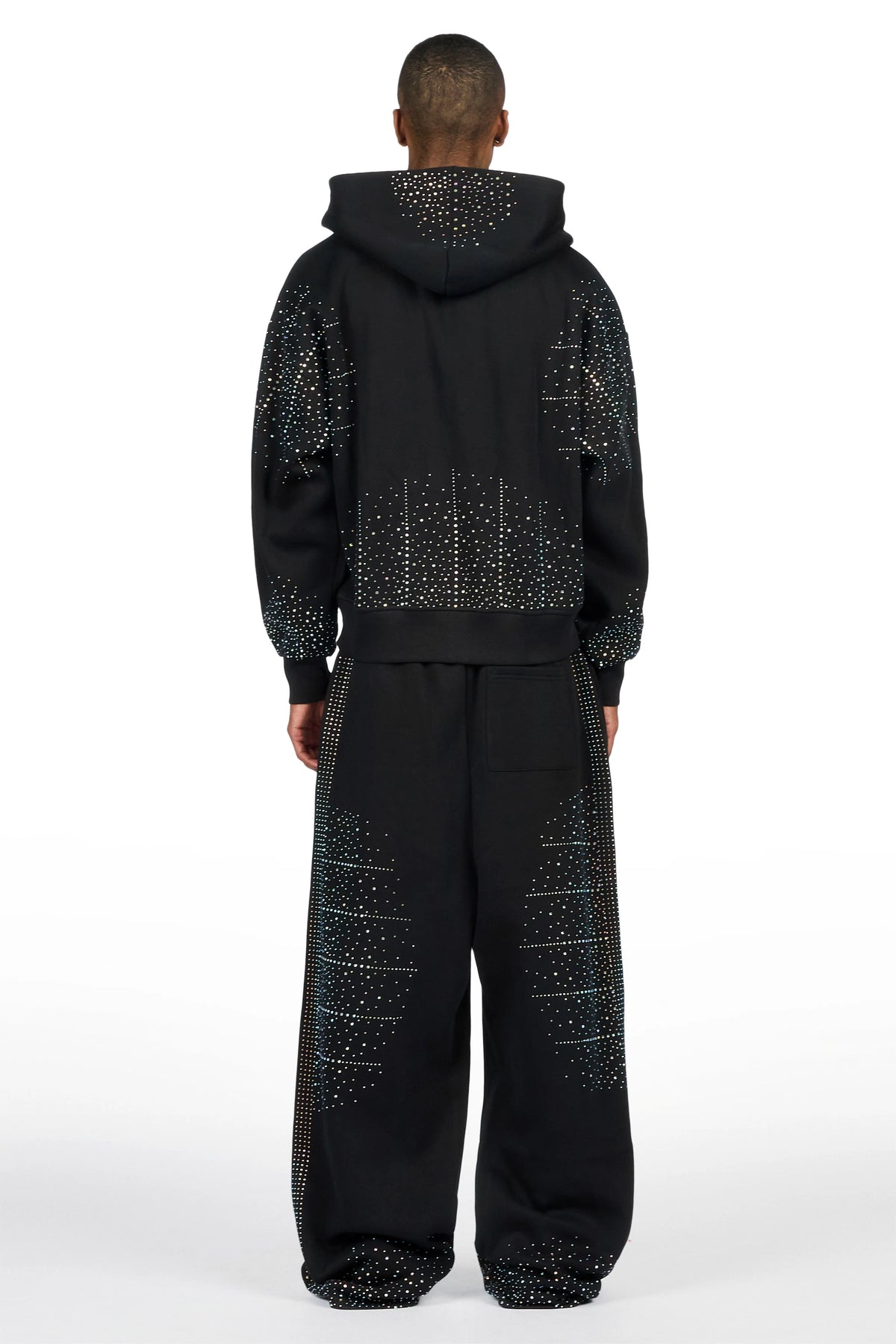 Eoghan Black Rhinestone Hoodie/Baggy Pant Track Set