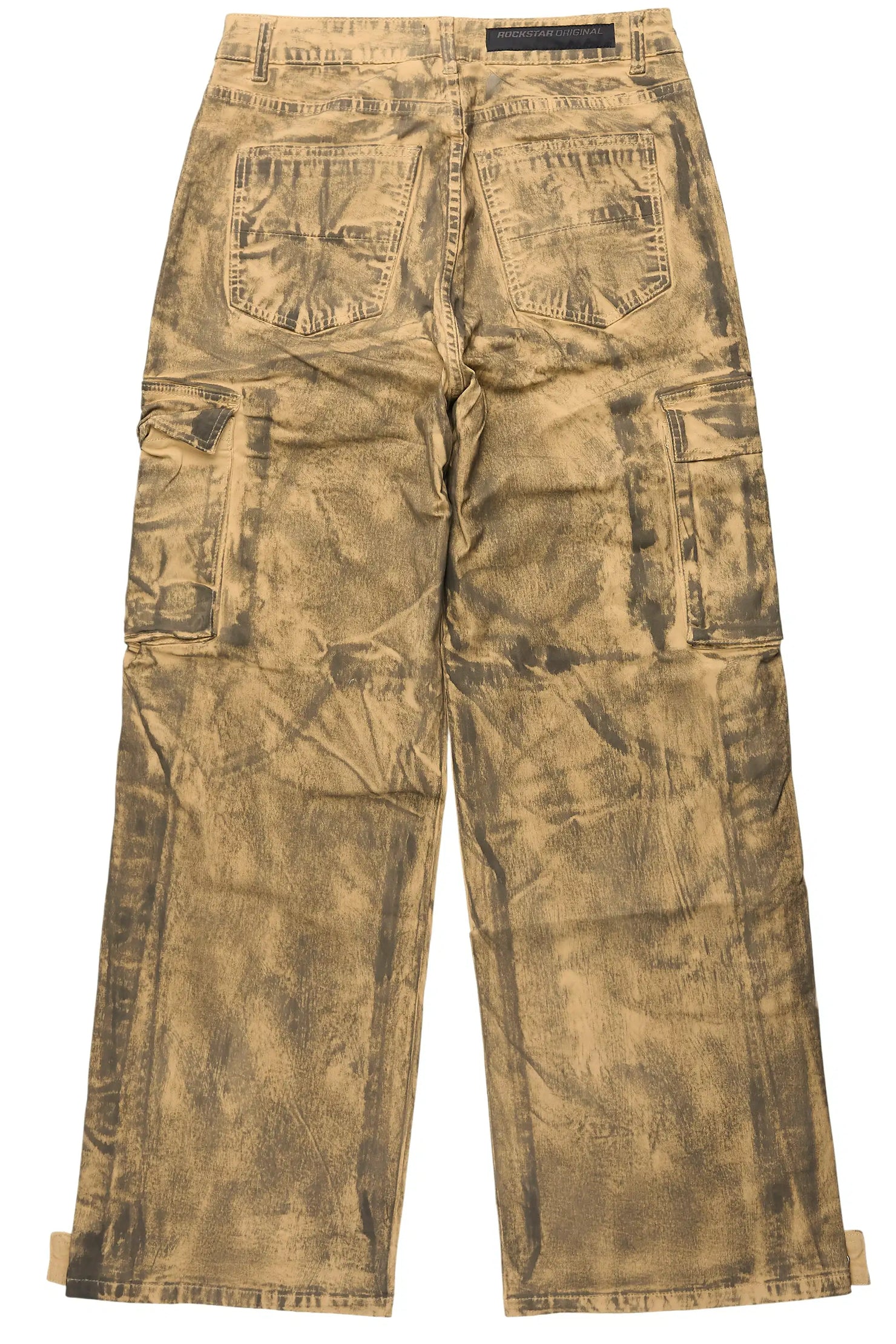 Kuiper Beige Oil Wash Baggy Cargo Flare Jean