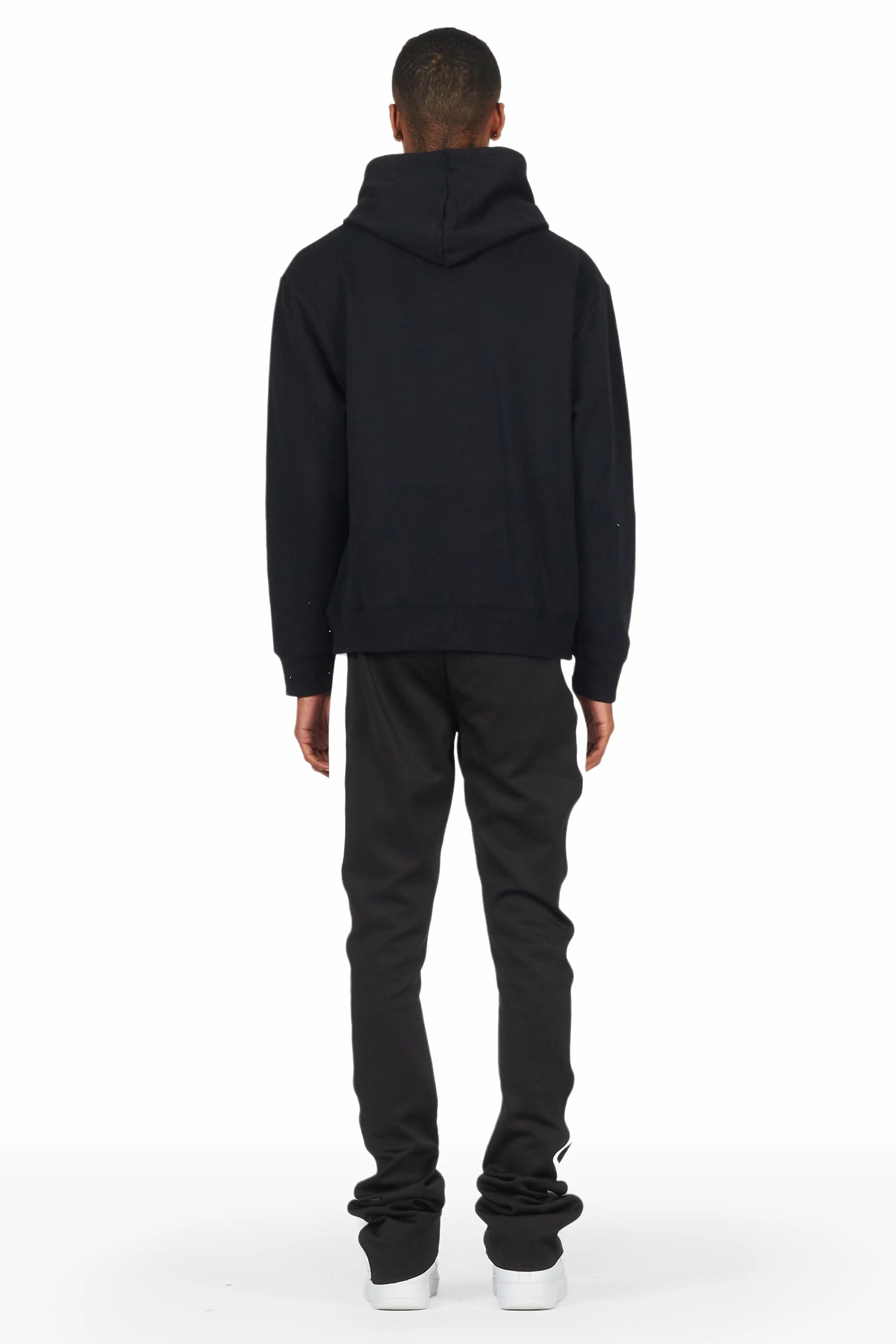 Raffer Black Hoodie/Stacked Flare Pant Set