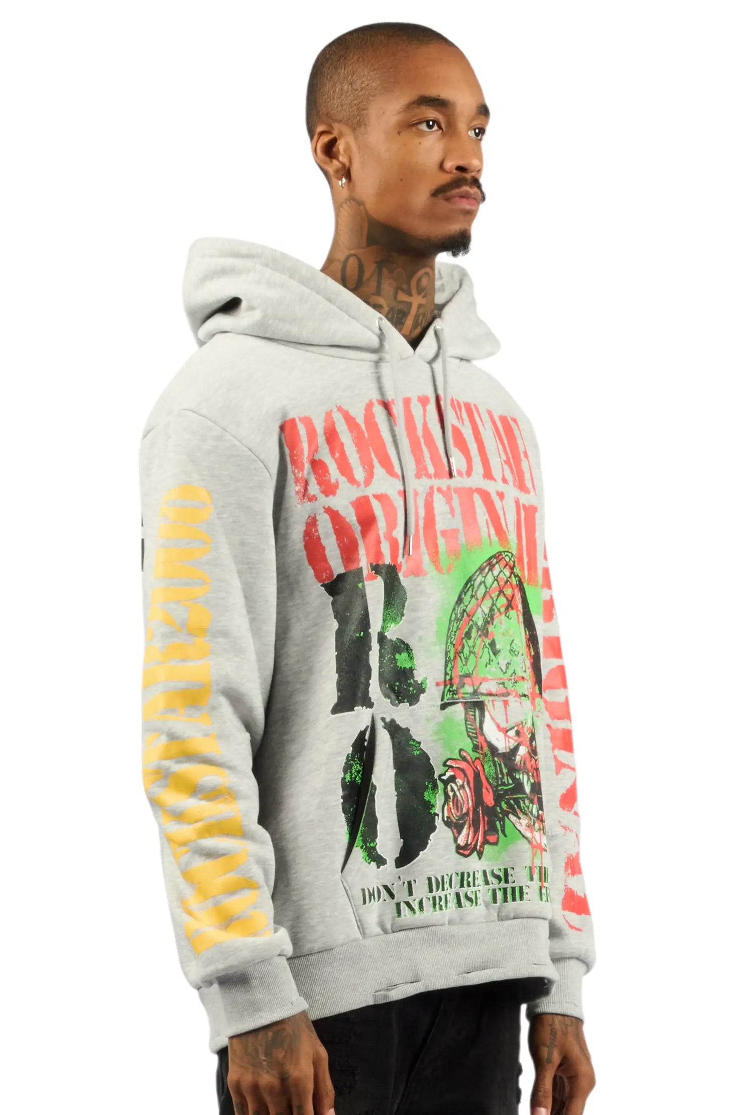 Kilshot Romance Grey Distressed Graphic Hoodie