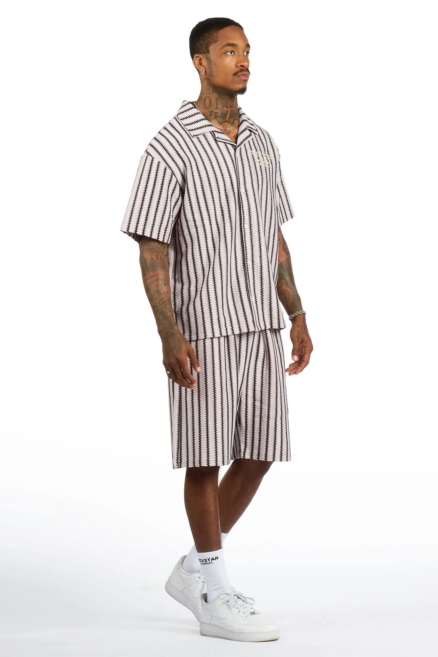 Gerald Mauve Button Down Shirt/Short Set