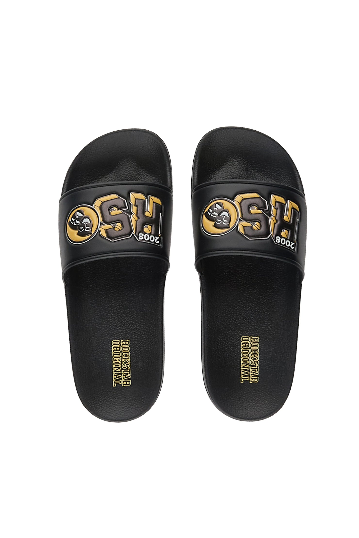 Boys Leslaw Black/Yellow Slides