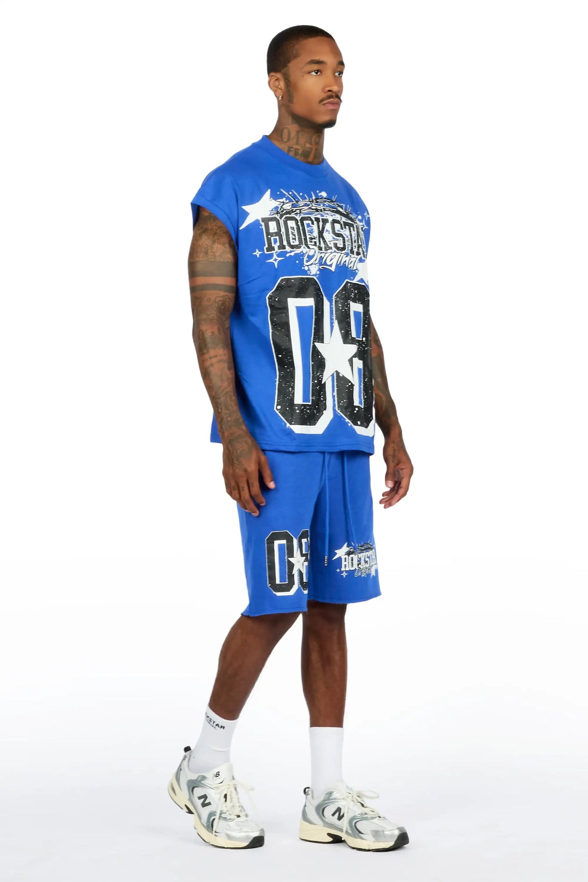 Allstar Cut Sleeve Royal/Black T-Shirt Short Set