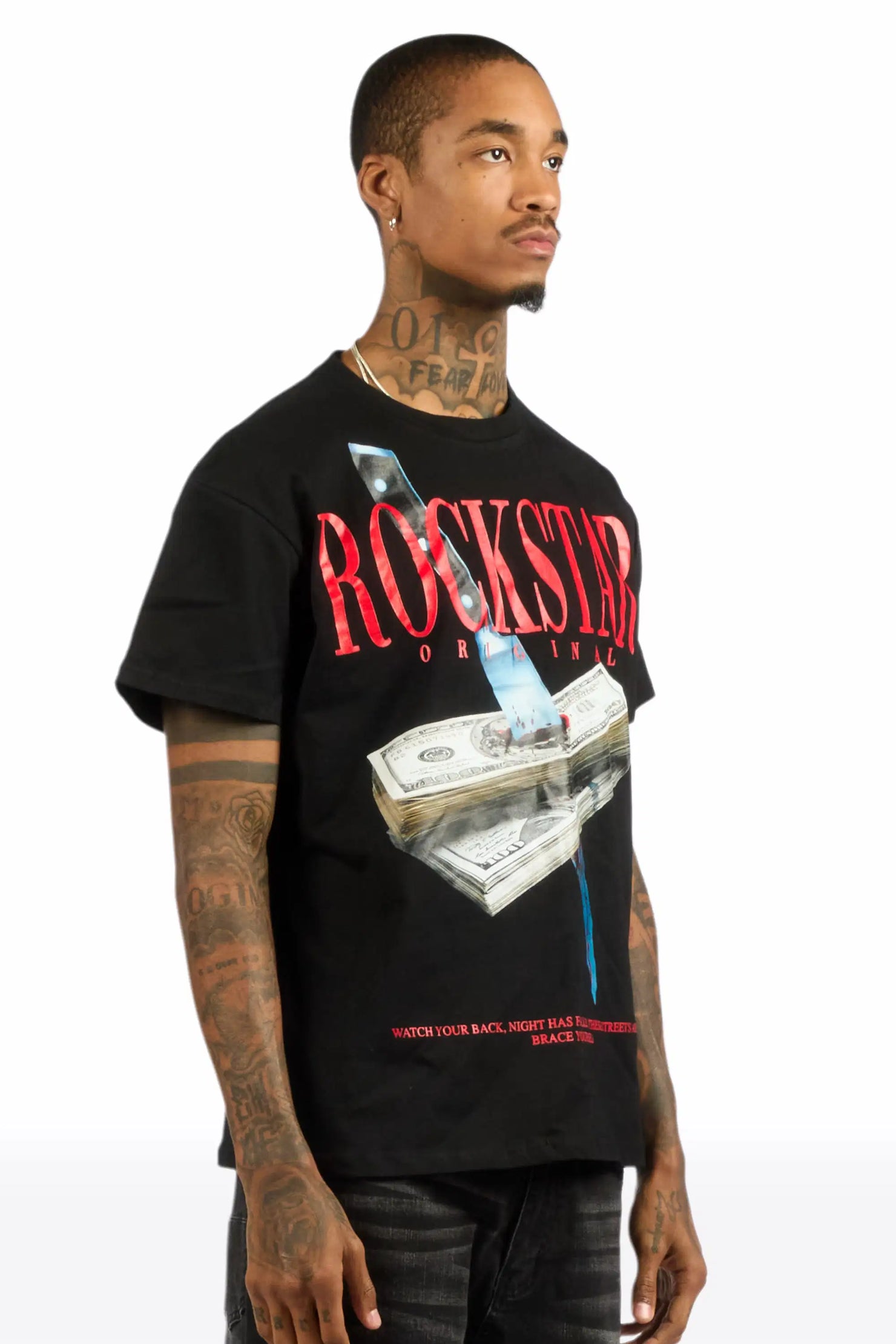 Datenyte Black Oversized Graphic T-Shirt