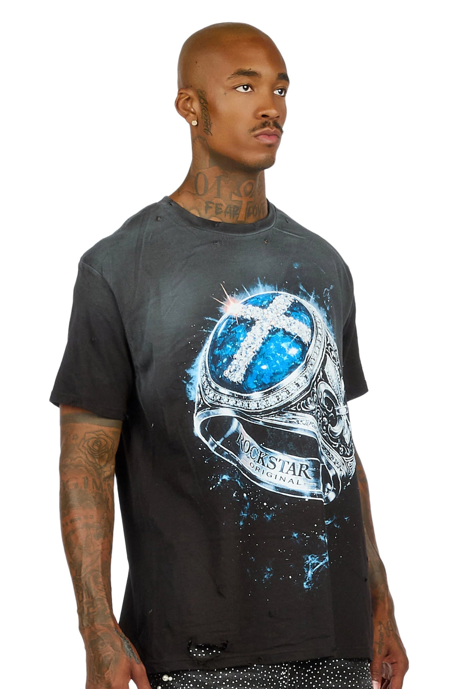 Zamie Black Oversized Graphic T-Shirt