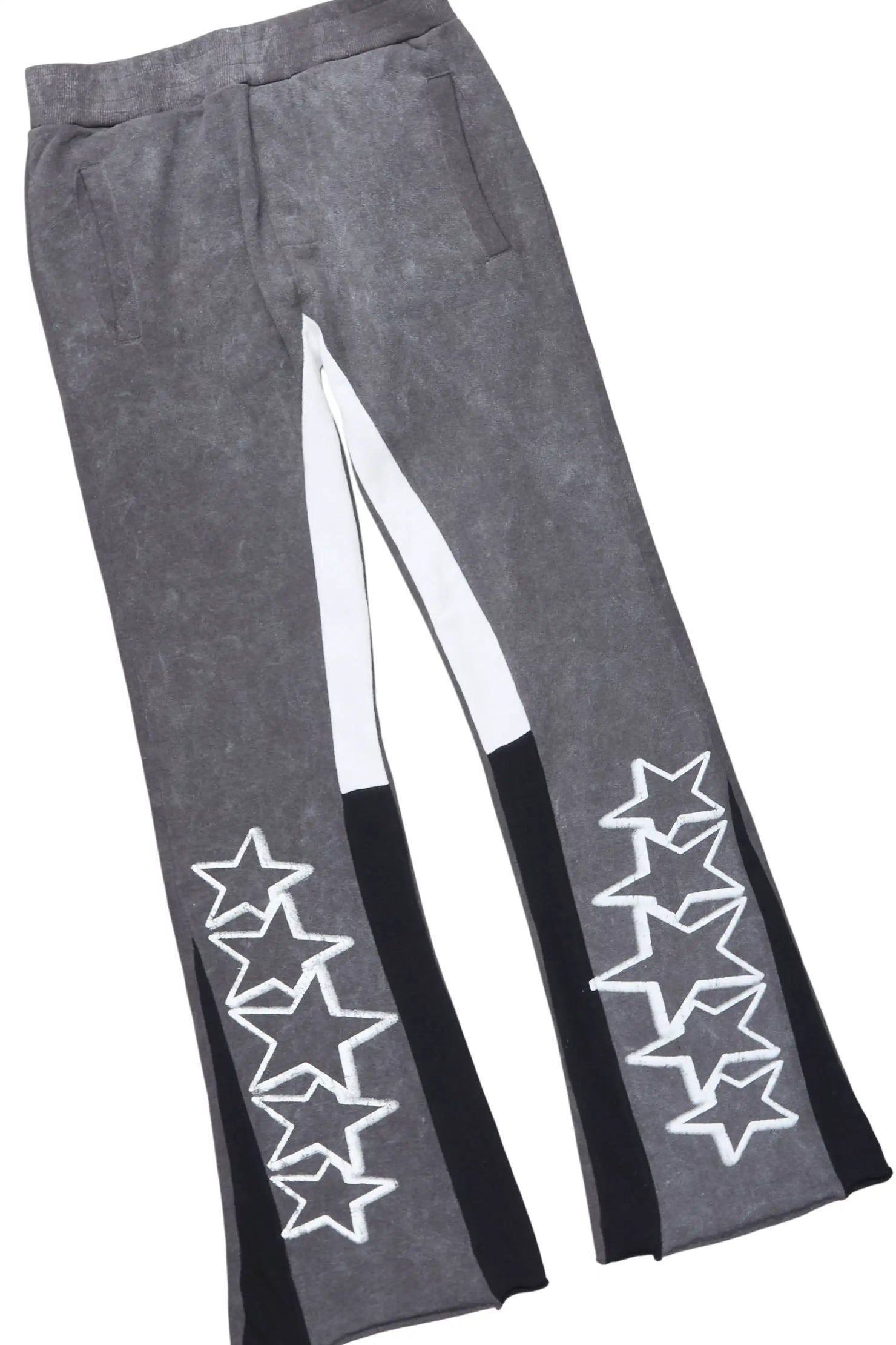 Boys Brayix Vintage Grey/White Hoodie/Stacked Flare Track Set