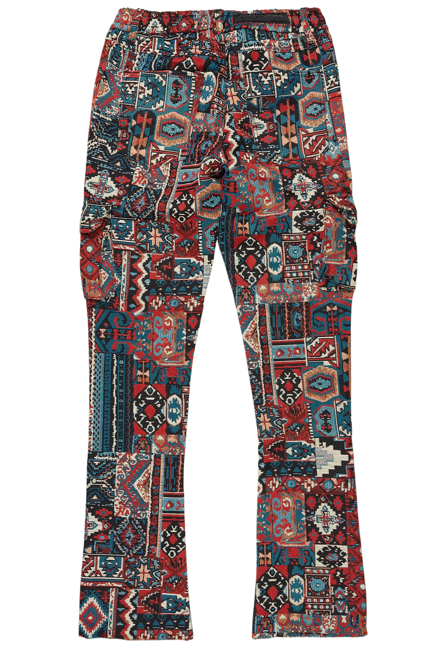 Nard Red Multi Tapestry Stacked Flare Jean