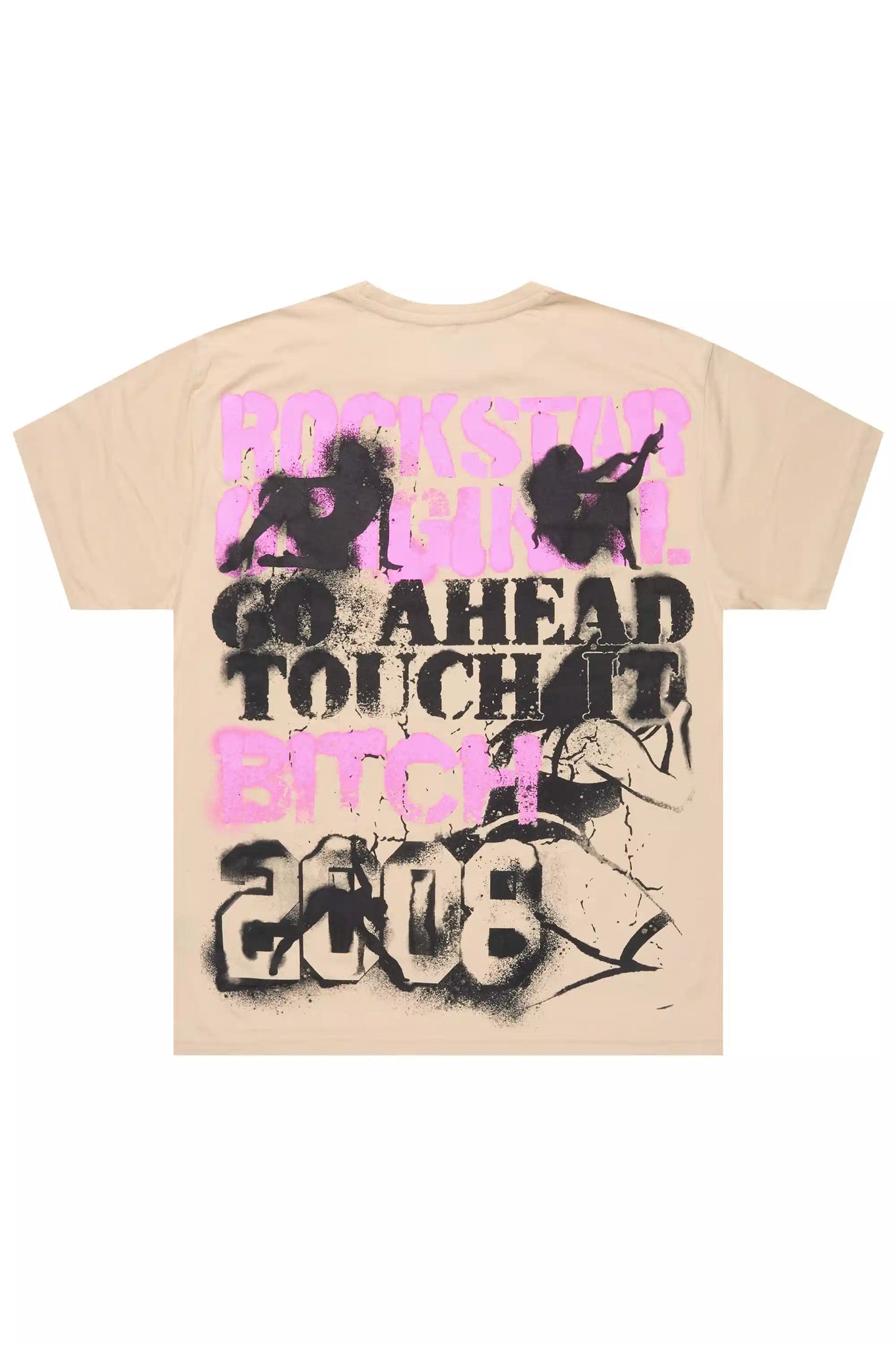 Sontique Vintage Sand Oversized T-Shirt