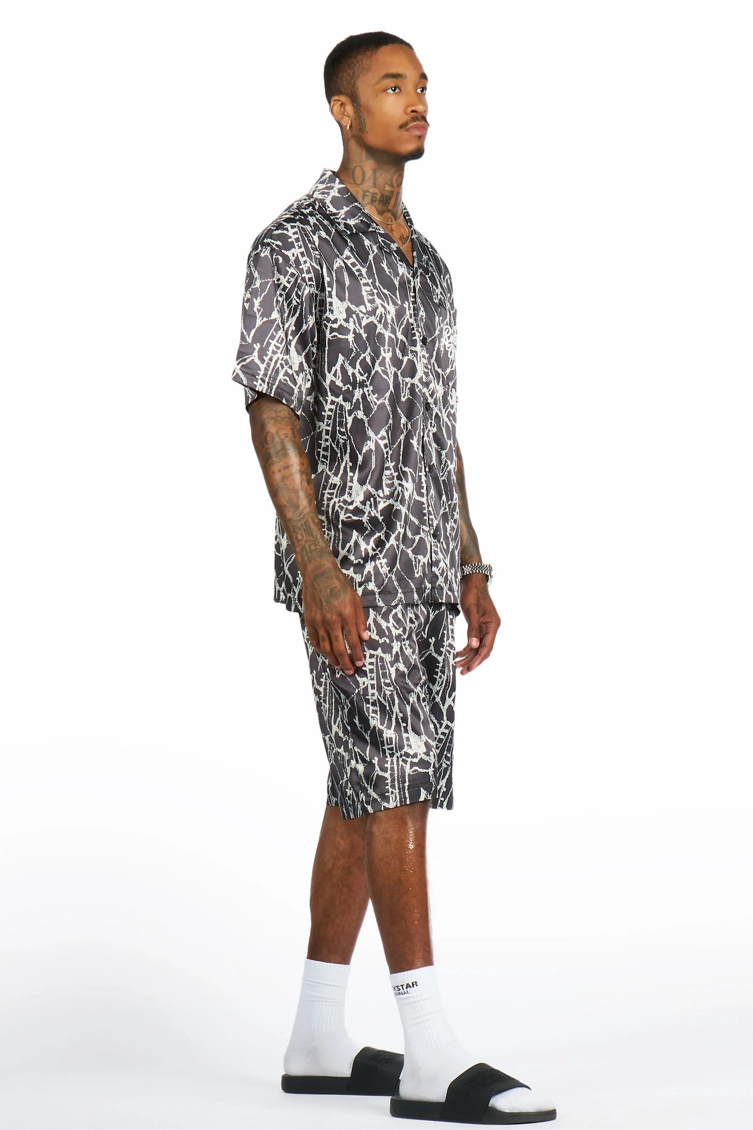 Princeton Black Button Down Shirt/Short Set