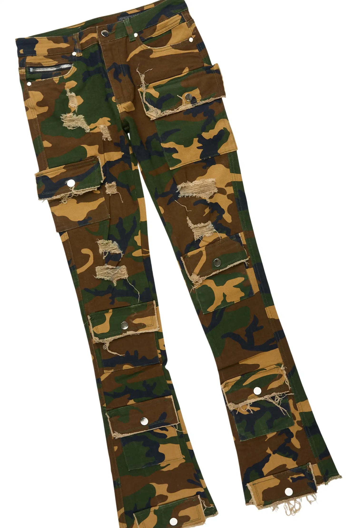 Amos Beige/Camo Windbreaker/Stacked Flare Jean Set