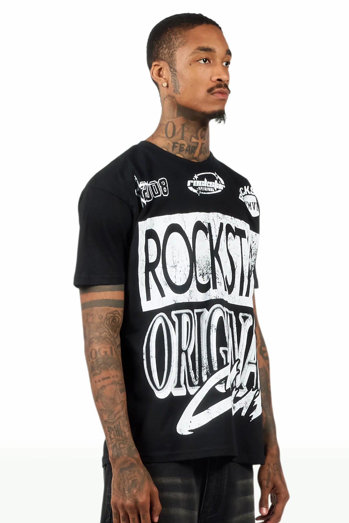 Rylok Black/White Oversized Graphic T-Shirt