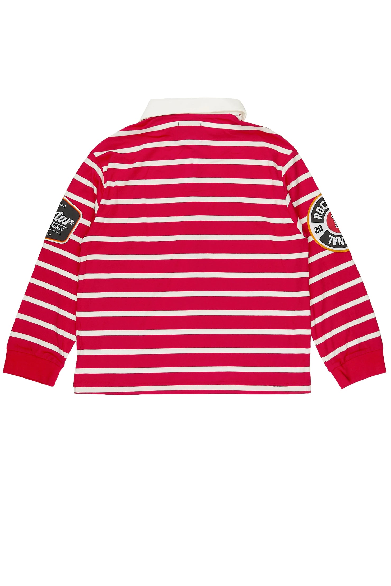 Boys Genis Red/White Long Sleeve Polo