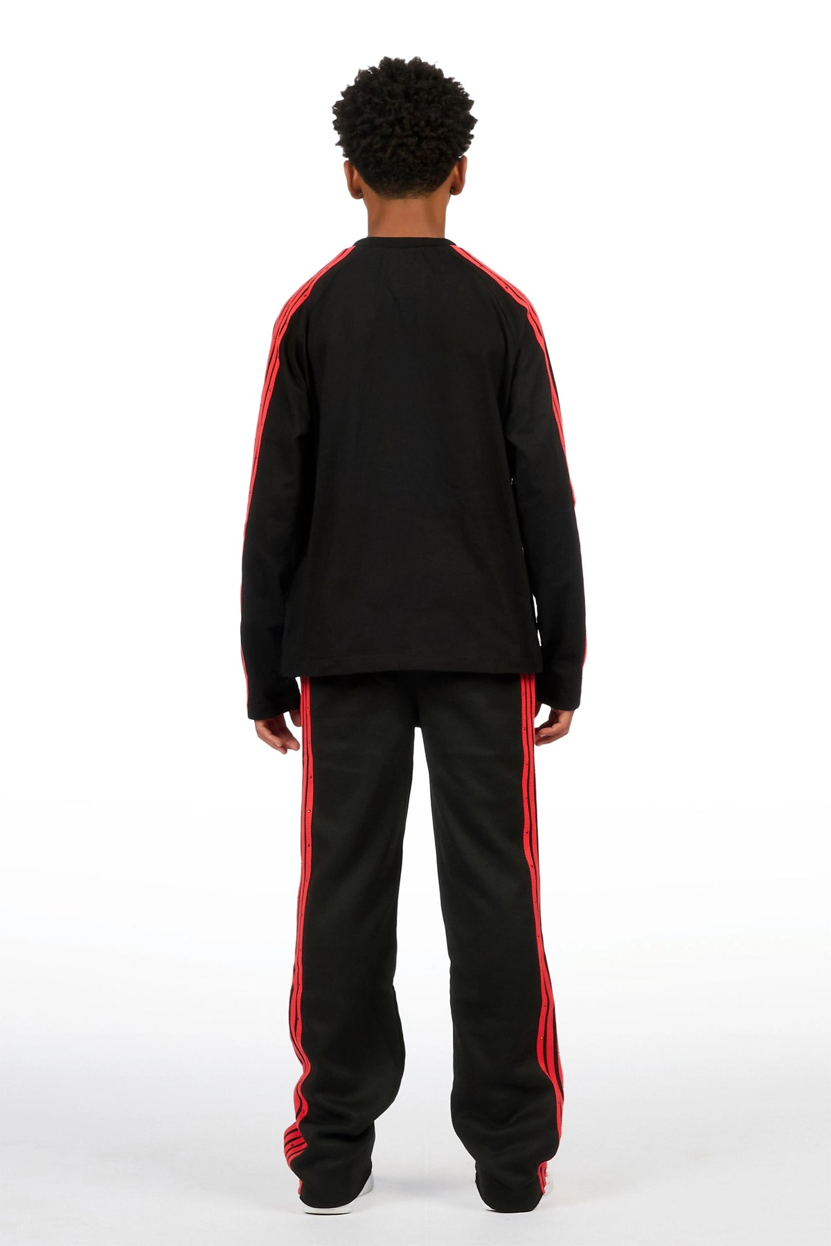 Boys Gulis Black Rhinestone Long Sleeve Shirt Relaxed Track Set