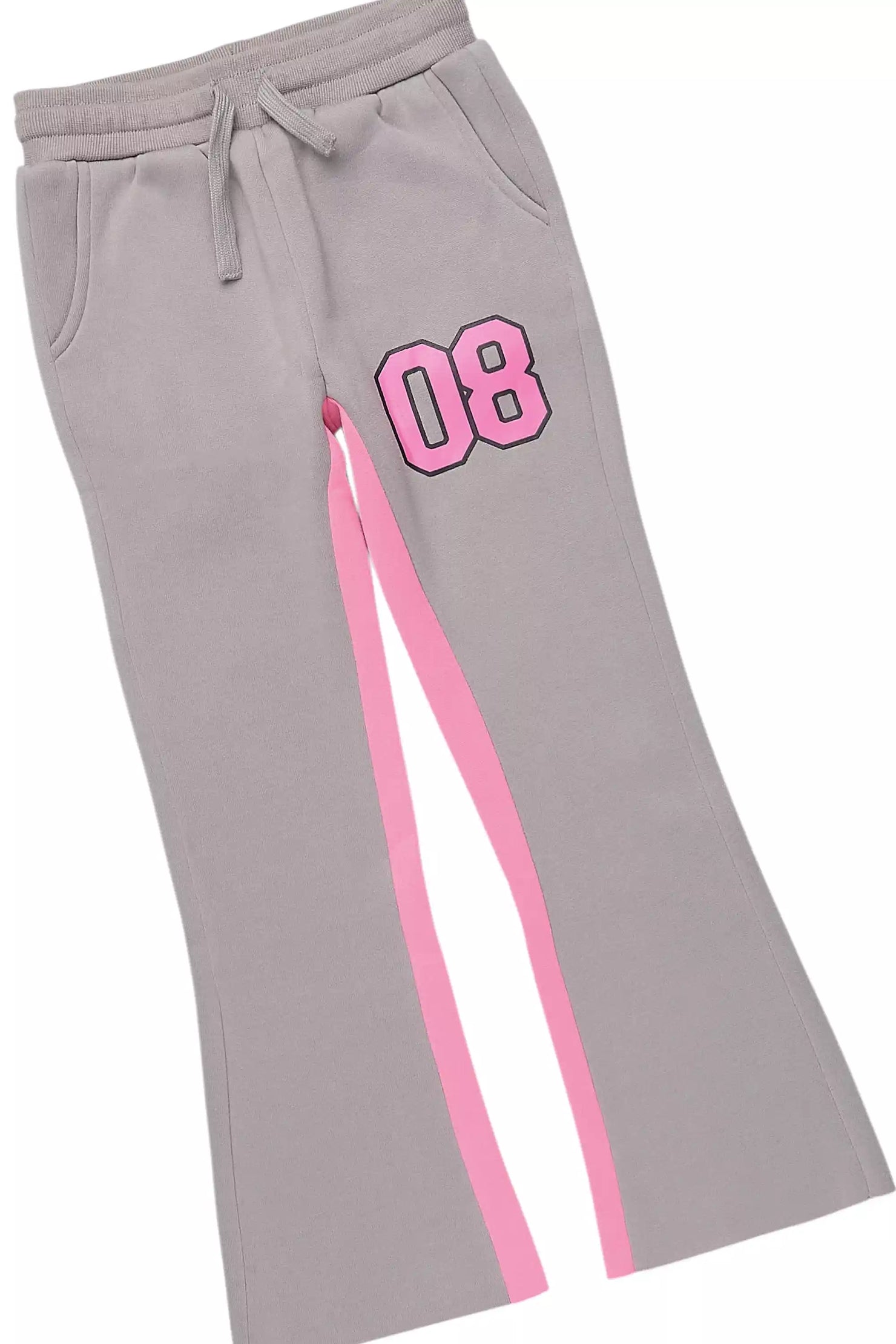 Girls Gaiea Grey/Pink Jersey Stacked Track Set