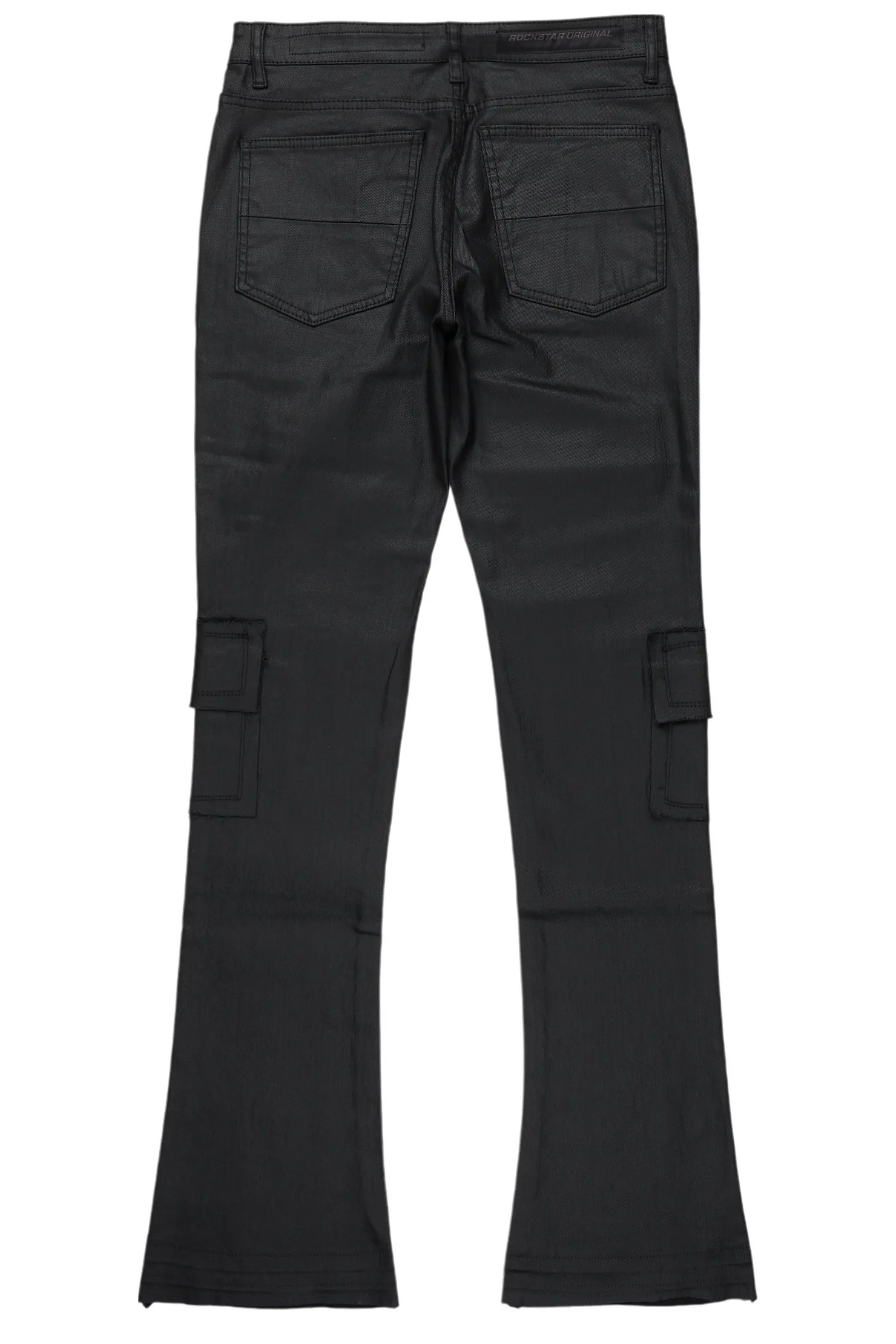 Tyrell Black Coated Stacked Flare Jean