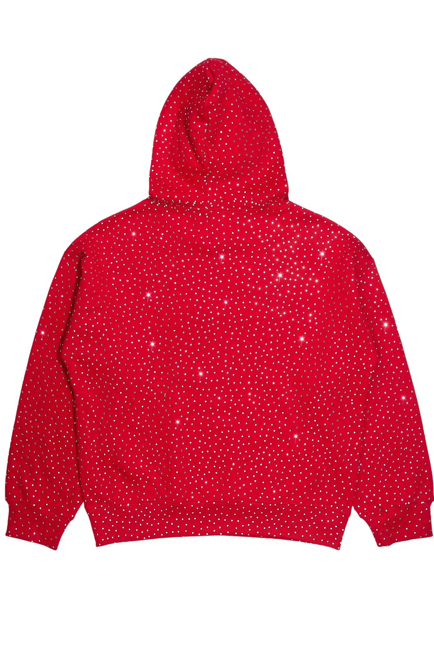 Crystiq Red/White Rhinestone Oversized Hoodie