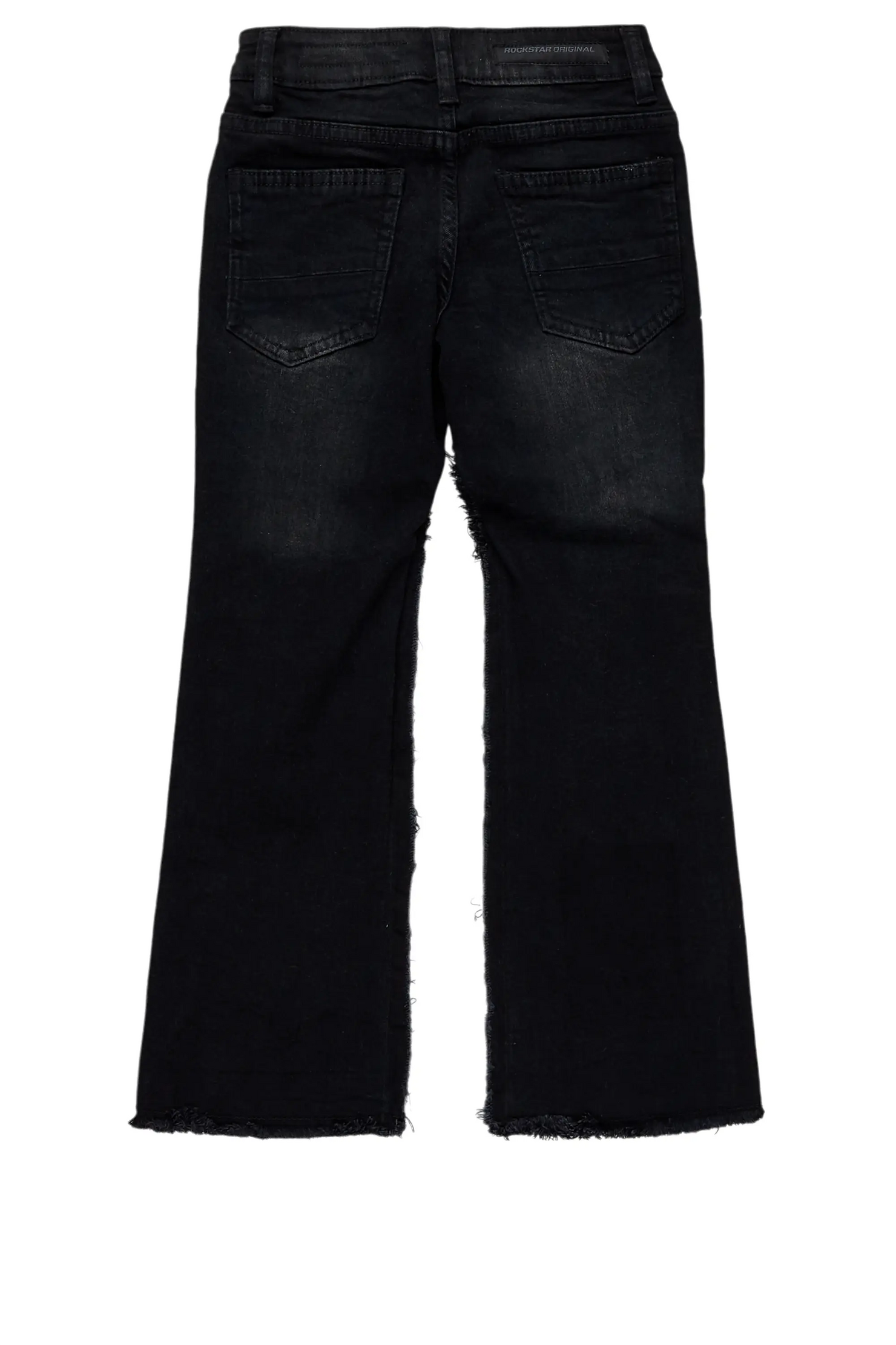 Boys Helios Dark Grey Patchwork Stacked Flare Jean