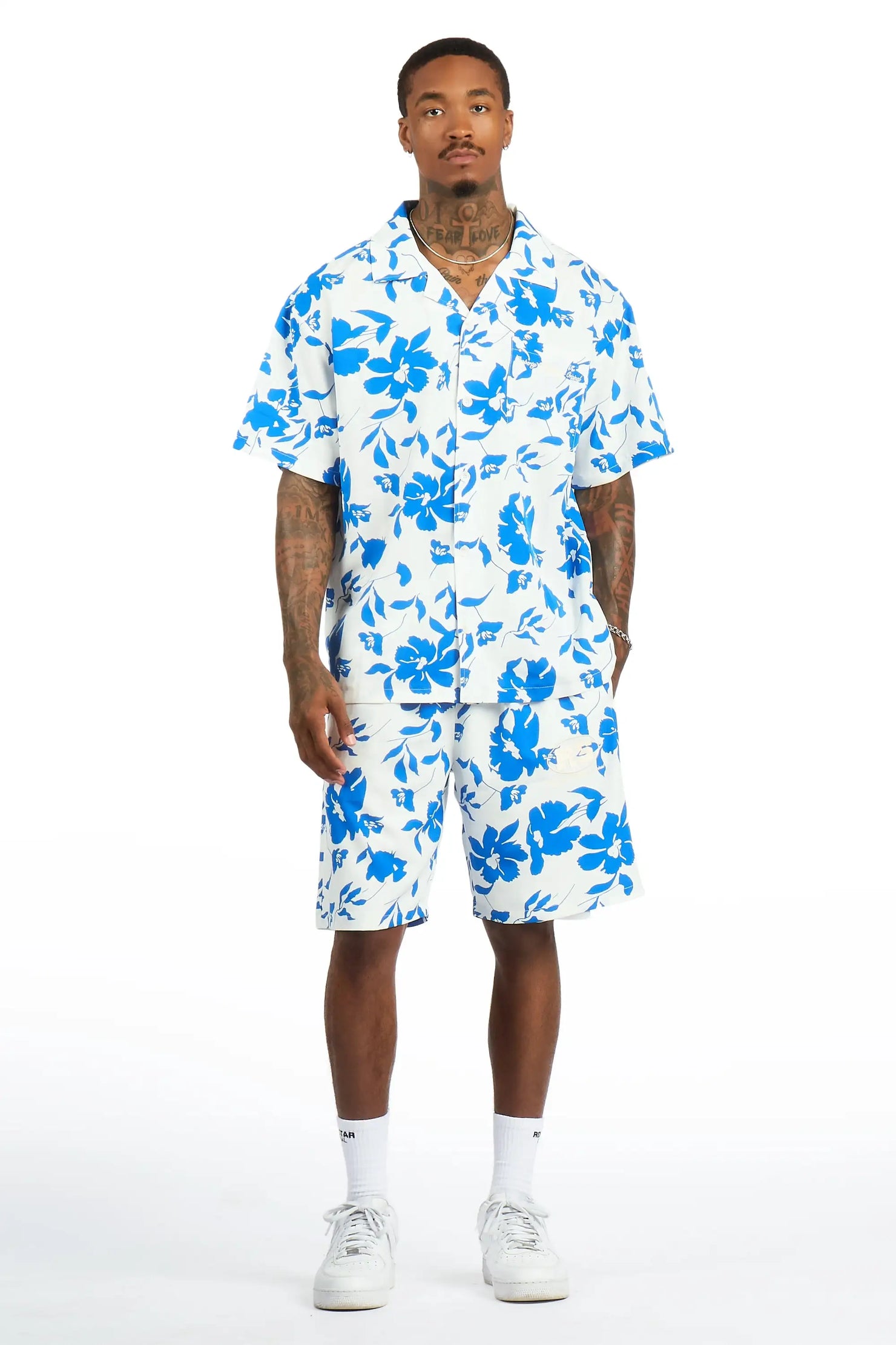 Puka Light Blue Button Down Shirt/Short Set