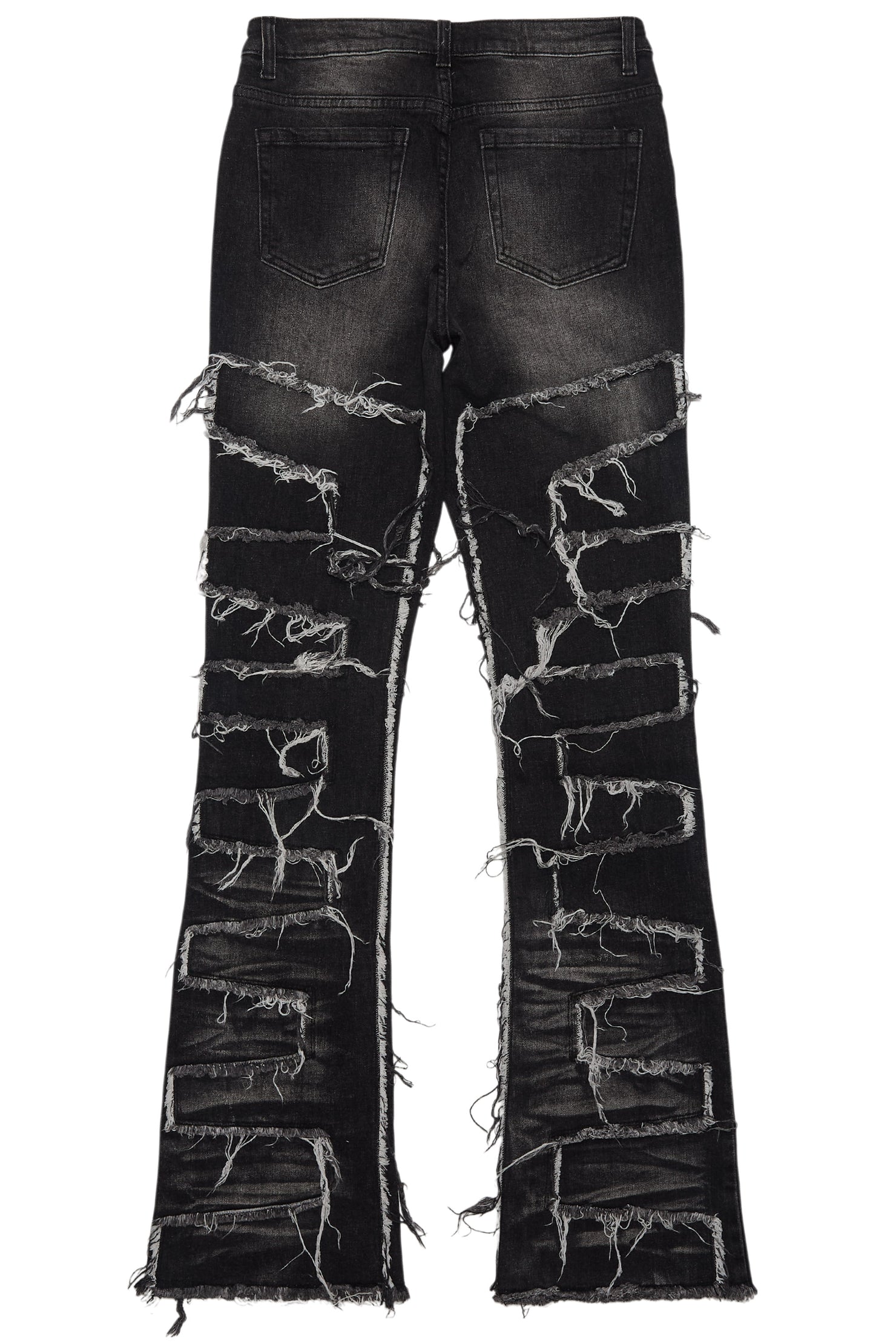 Zariyah Grey Wash Rhinestone Stacked Flare Jean