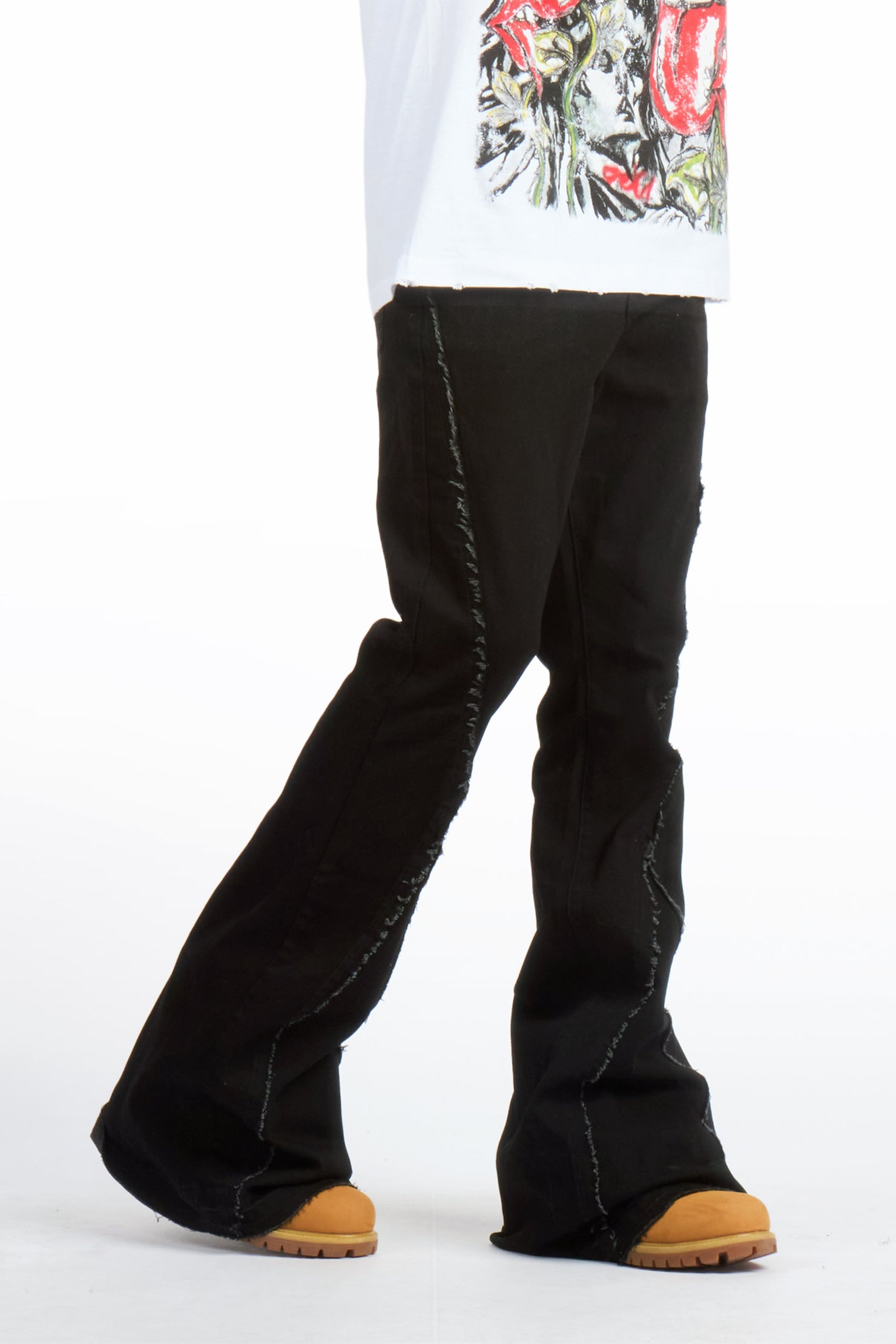 Vane Black Stacked Super Flare Jean