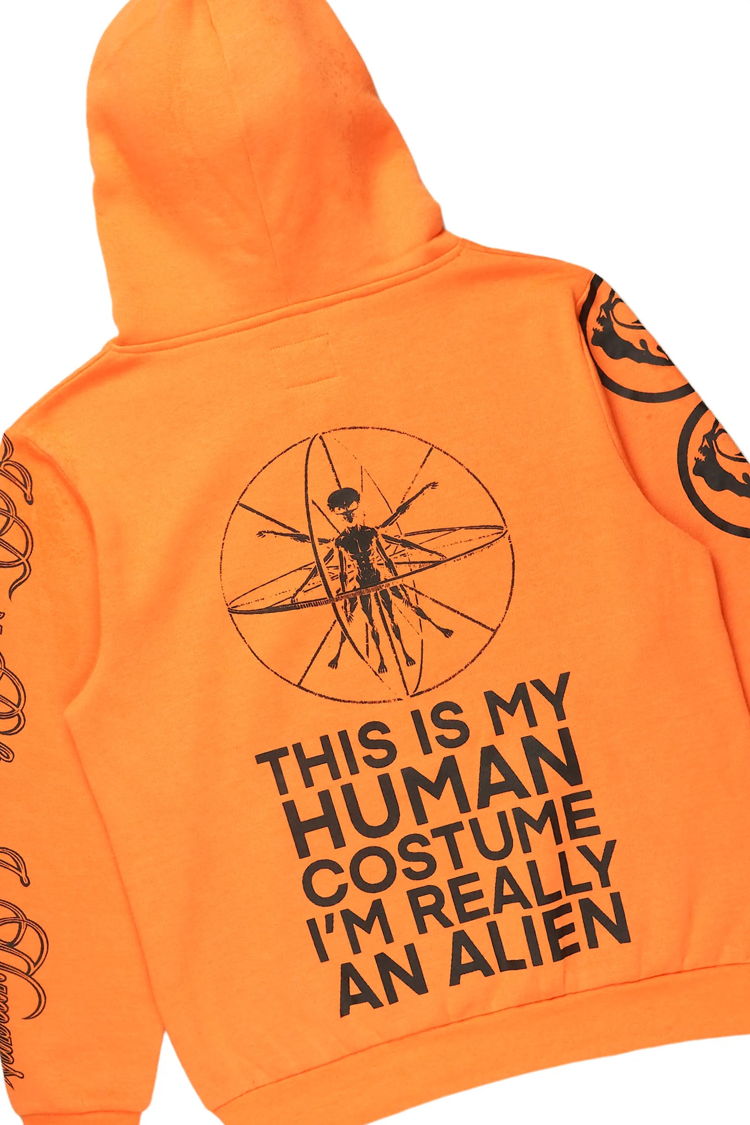 Yarden Orange Graphic Hoodie/Stacked Flare Pant Track Set