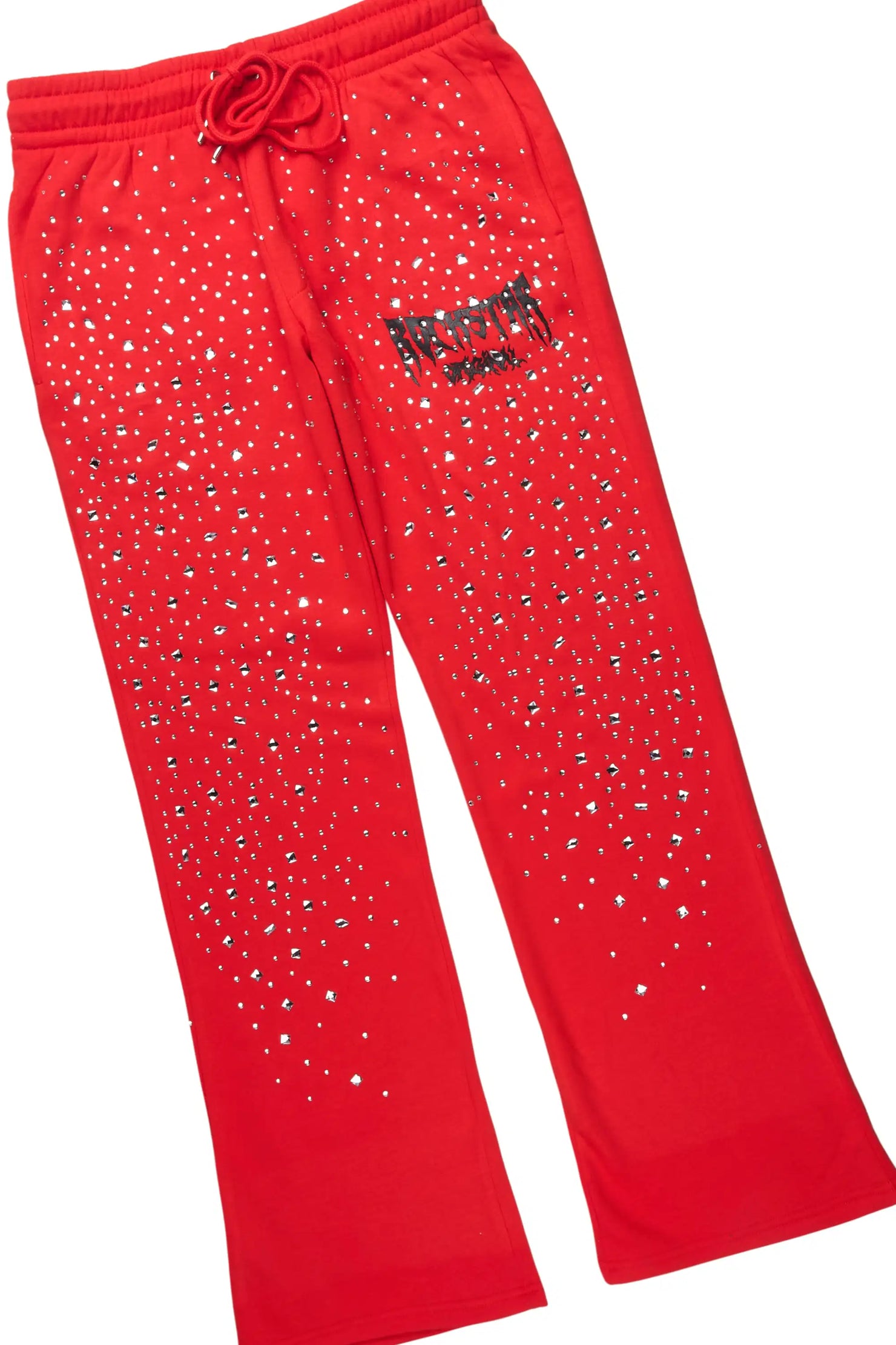 Twinkle Red/Clear Rhinestone Hoodie Relaxed Track Set