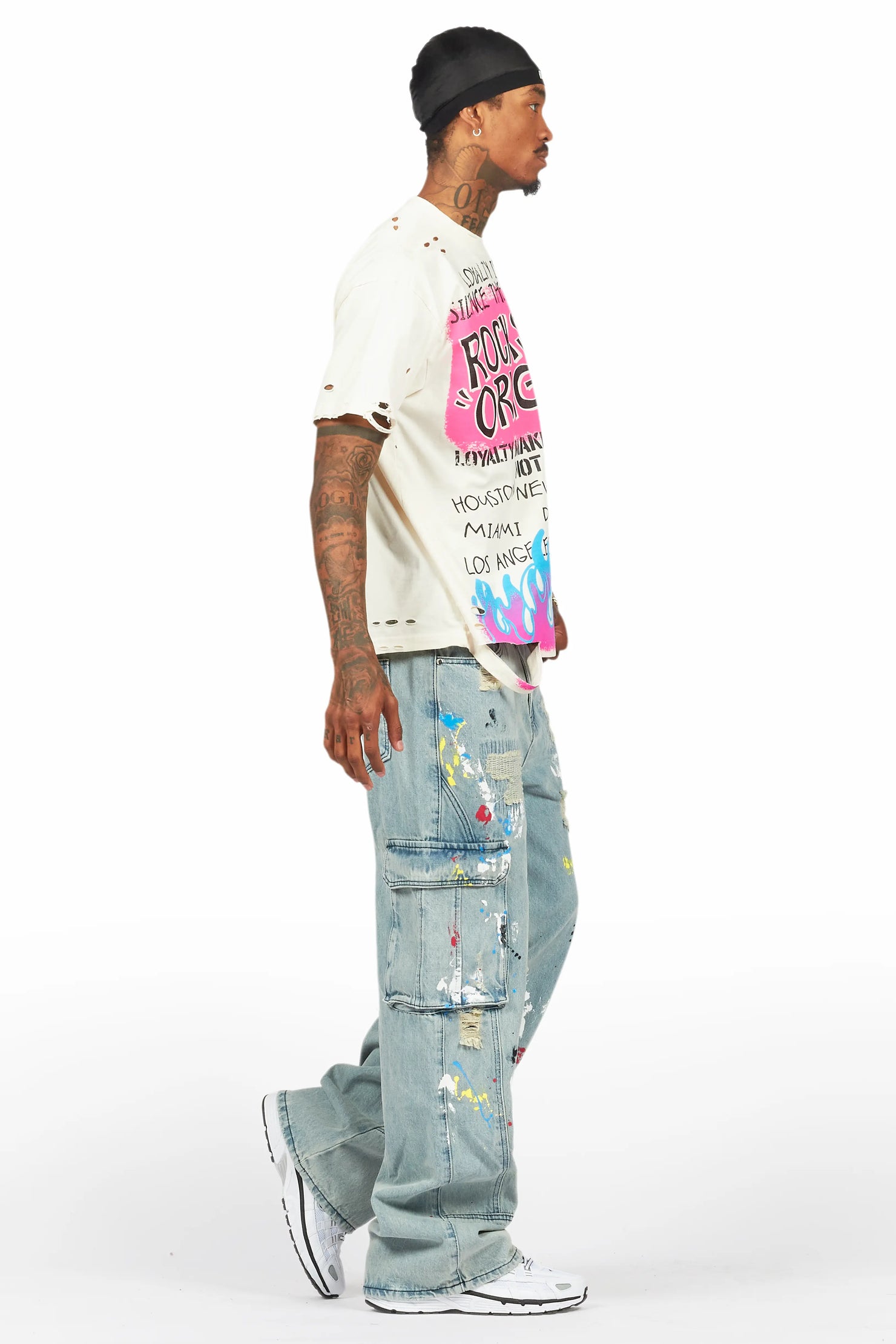 Namas Light Blue Painter Baggy Cargo Jean