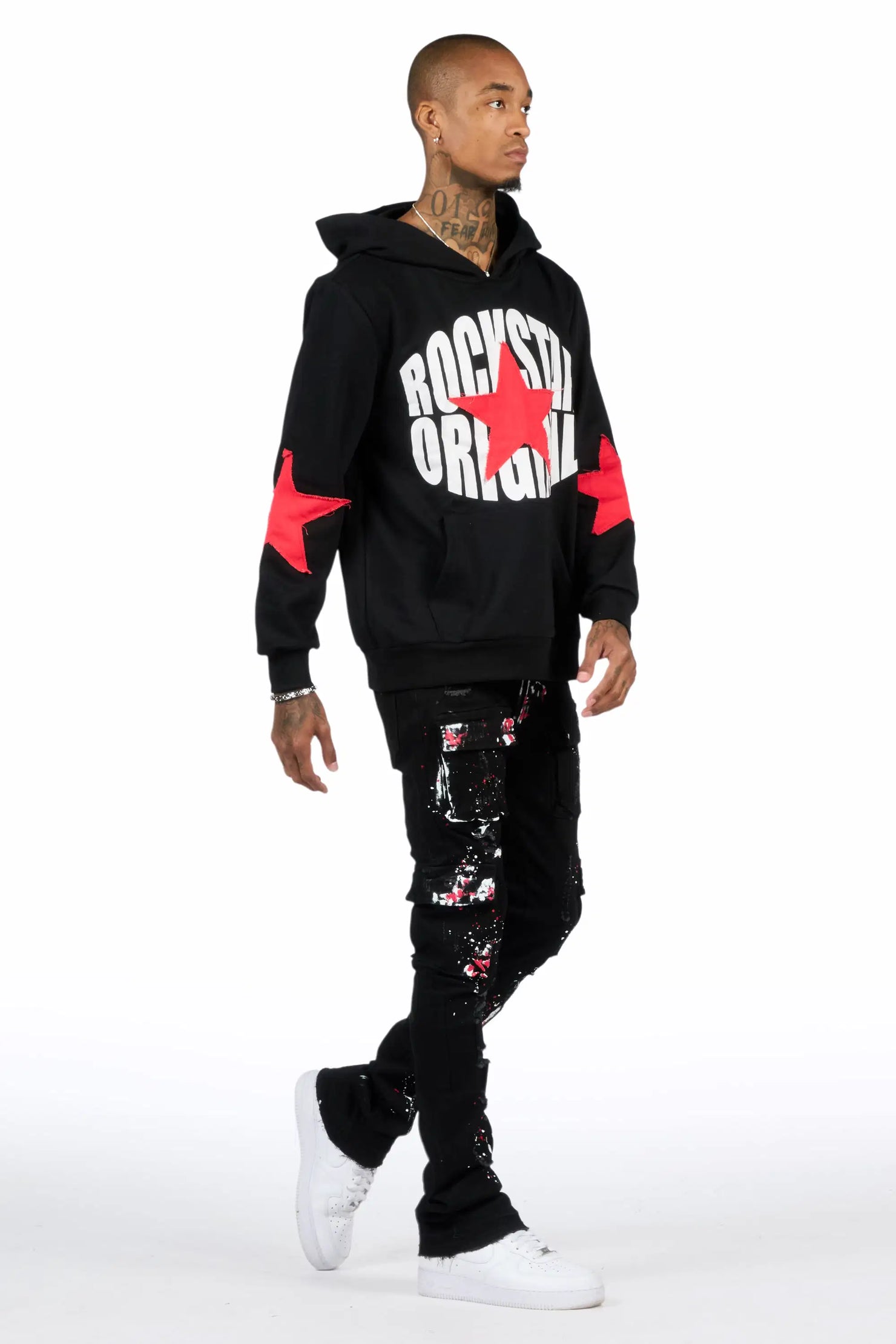 States 2.0 Black/Black Hoodie/Stacked Flare Jean Set