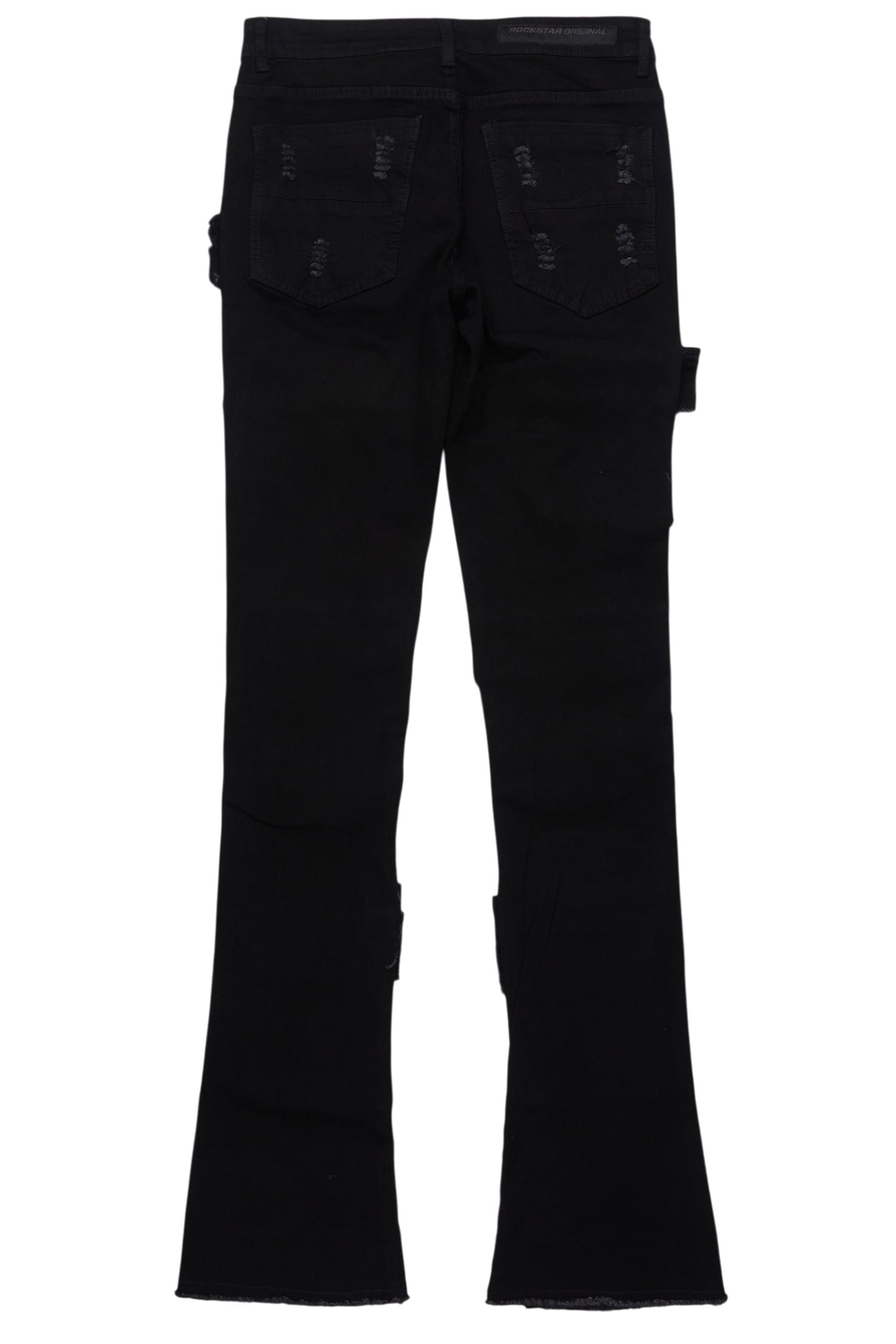 Orien Jet Black Painter Stacked Flare Jean
