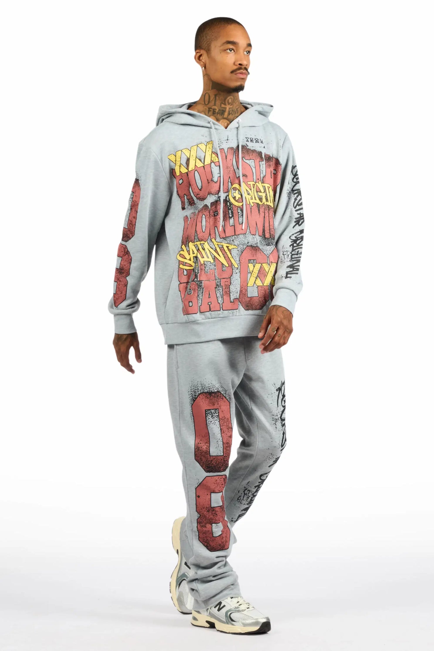 Parco Heather Grey Hoodie Stacked Track Set