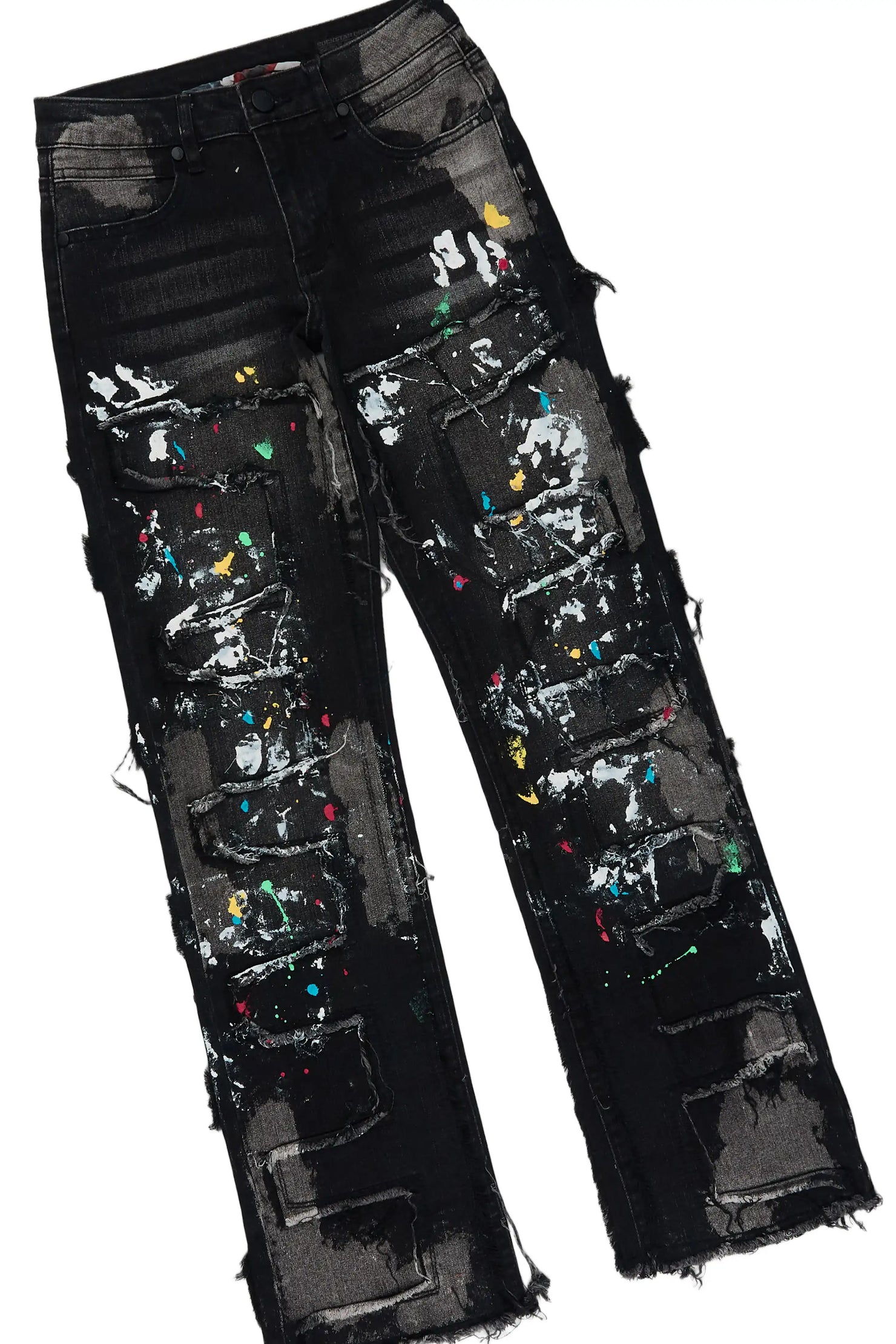 Boys Deilab White/Black T-Shirt/Stacked Painter Jean Set