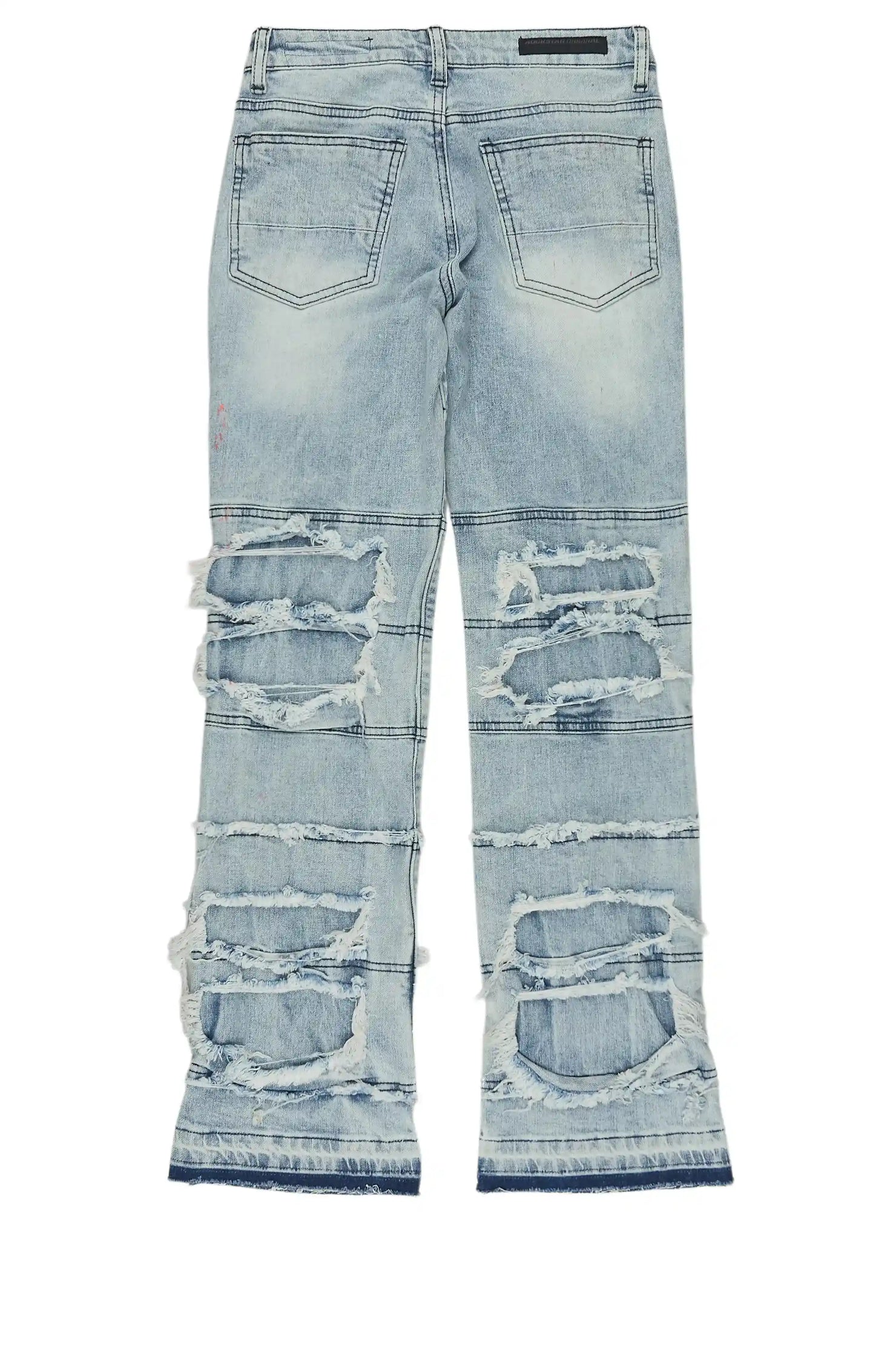 Girls Vassa Blue Stacked Painter Flare Jean