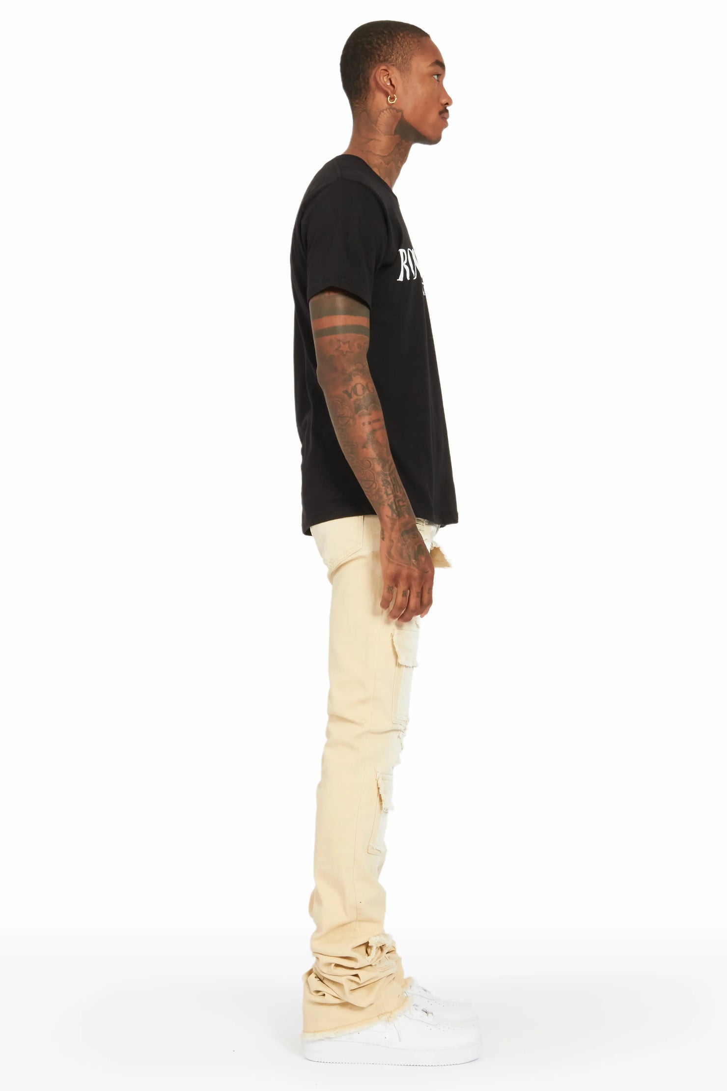 Grant Beige Super Stacked Flare Jean