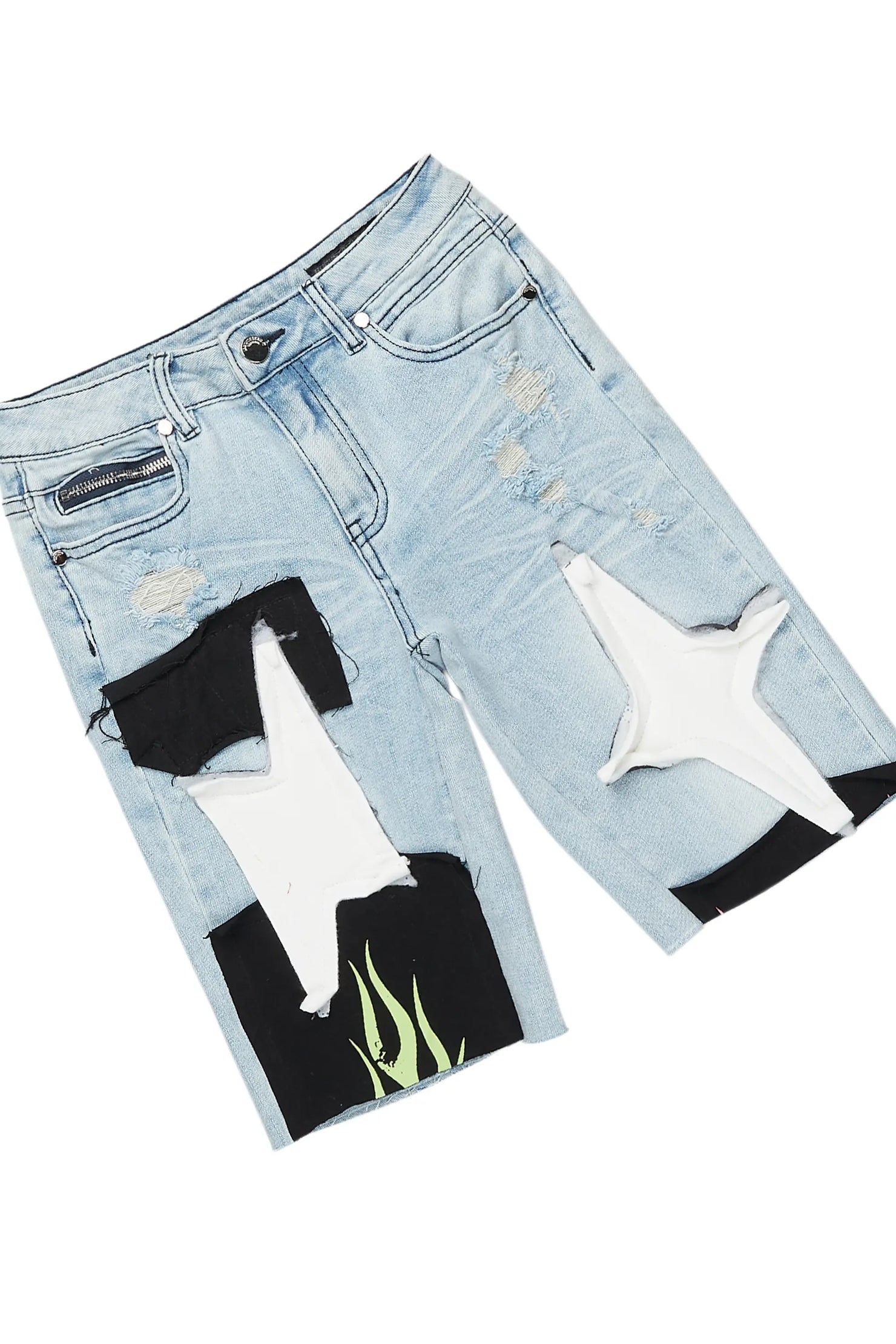 Boys Eddie White/Blue T-Shirt/Denim Short Set