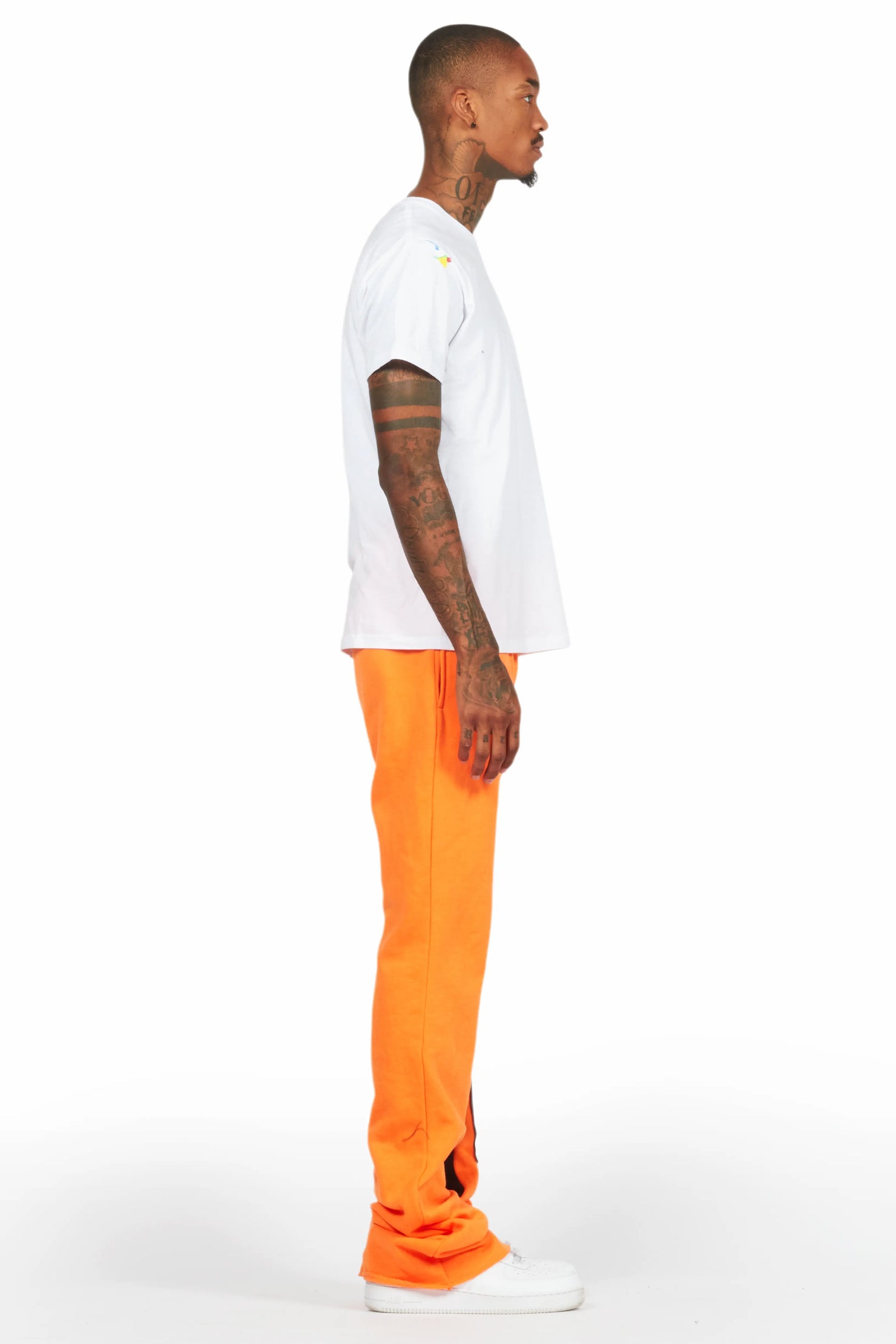 Uko Orange Stacked Baggy Track Pant