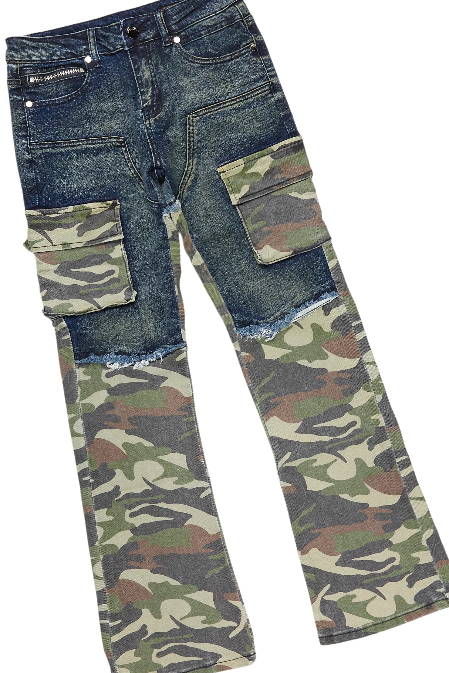 Boys Cannan Green Hoodie/Stacked Flare Jean Set