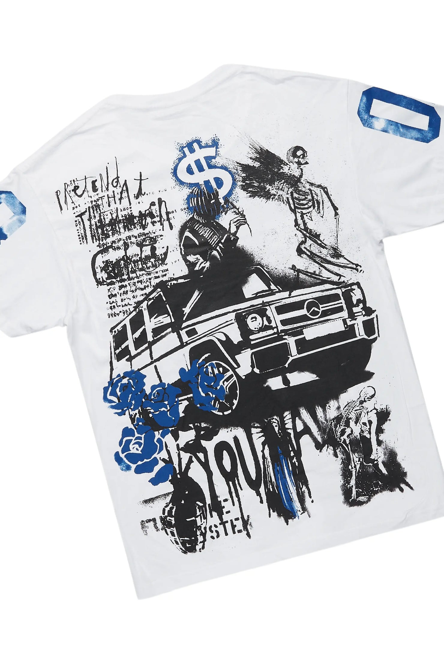 Grill White/Blue T-Shirt/Denim Short Set